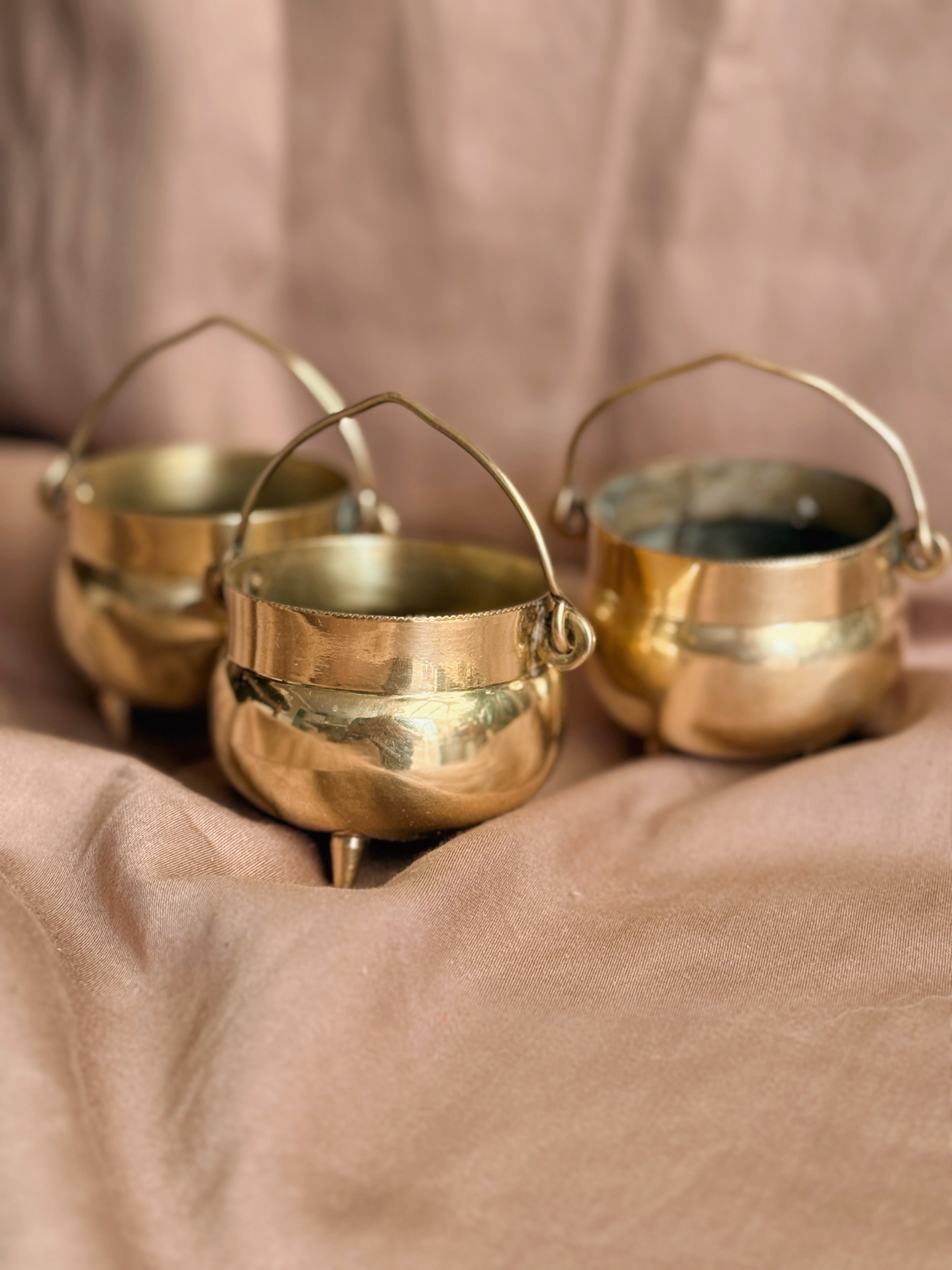 Vintage Brass Mini Cauldron