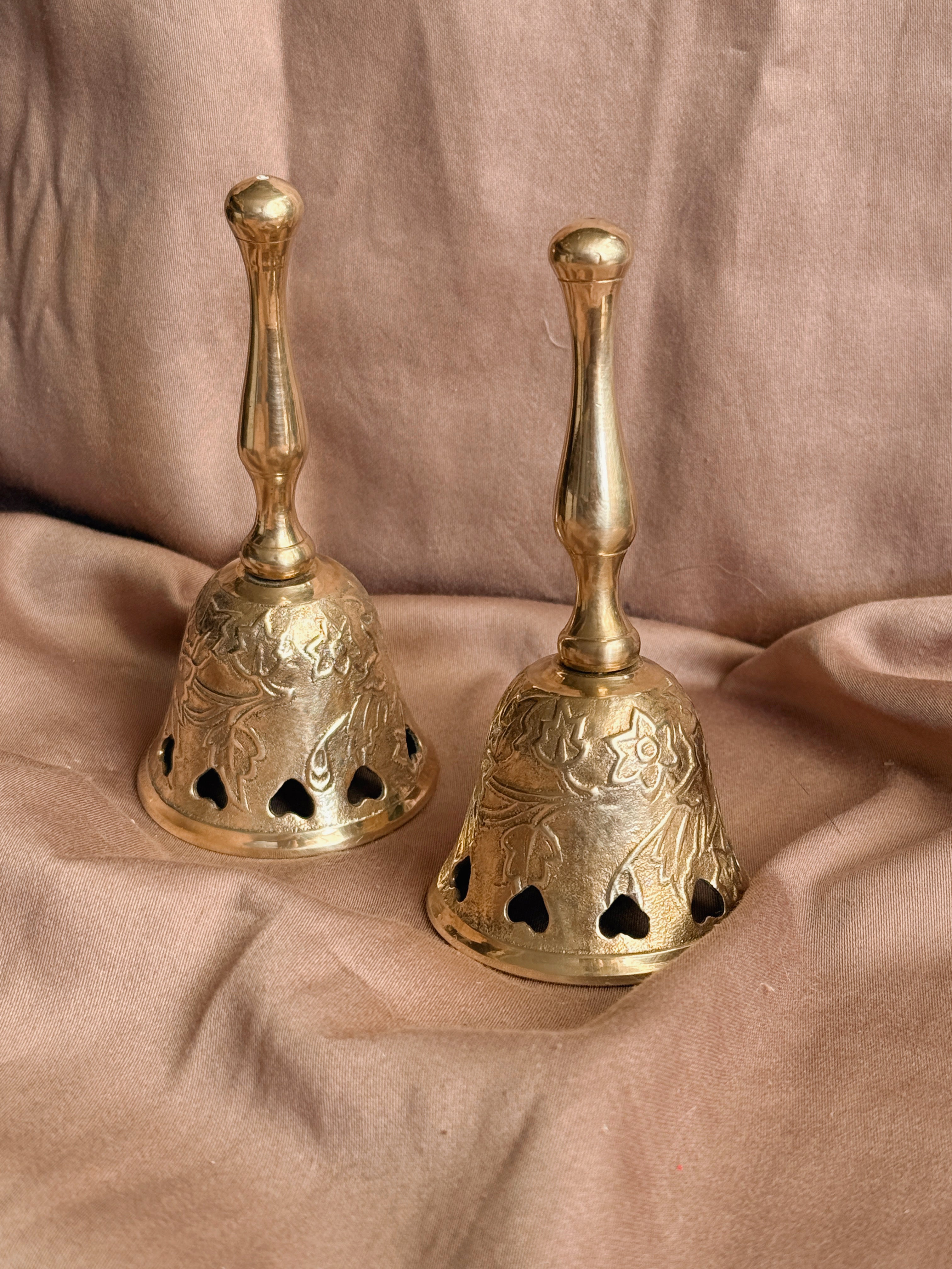 Vintage Brass Floral Bell