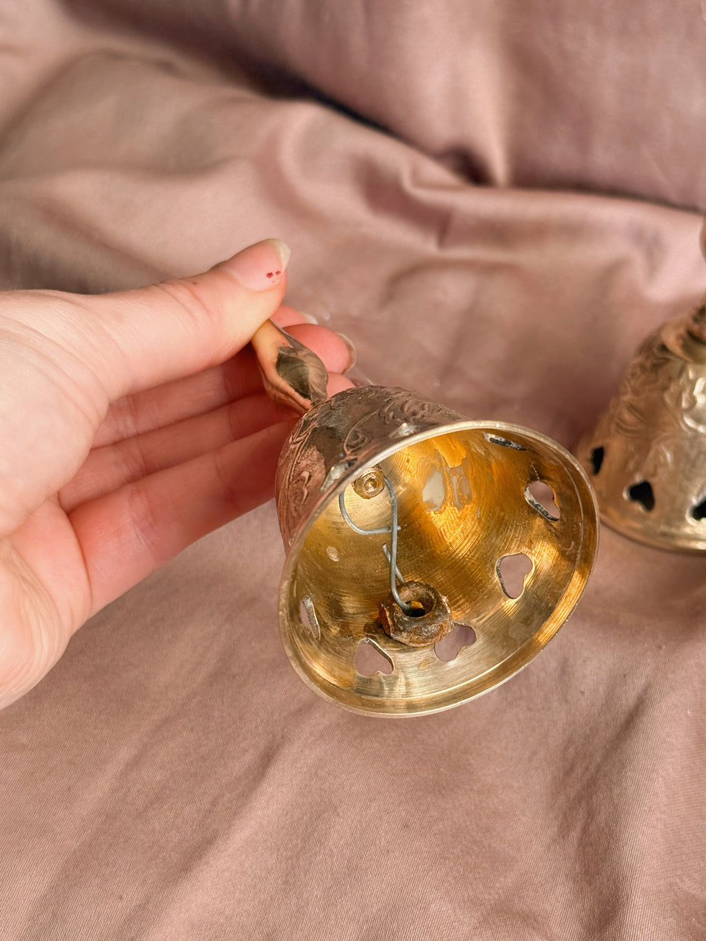 Vintage Brass Floral Bell