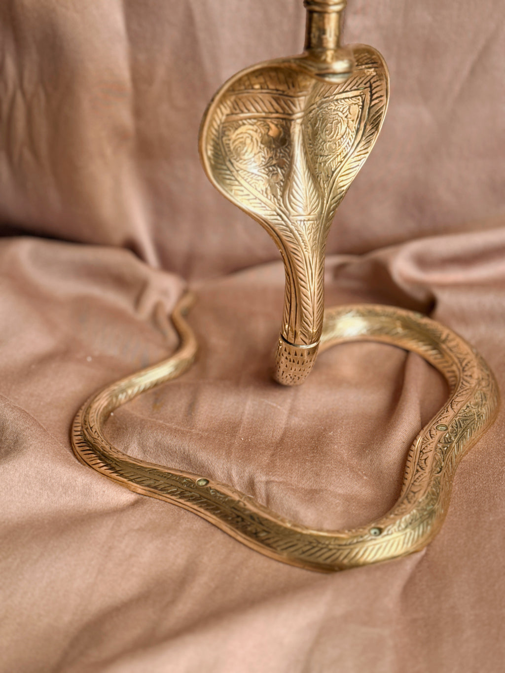 Vintage Brass Large Snake Candlestick Holder
