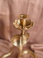 Vintage Brass Large Snake Candlestick Holder