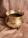 Vintage Hammered Brass Cauldron Pot