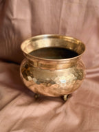 Vintage Hammered Brass Cauldron Pot