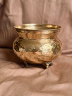 Vintage Hammered Brass Cauldron Pot