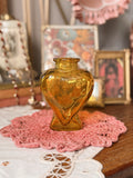 Vintage Amber Heart Jar