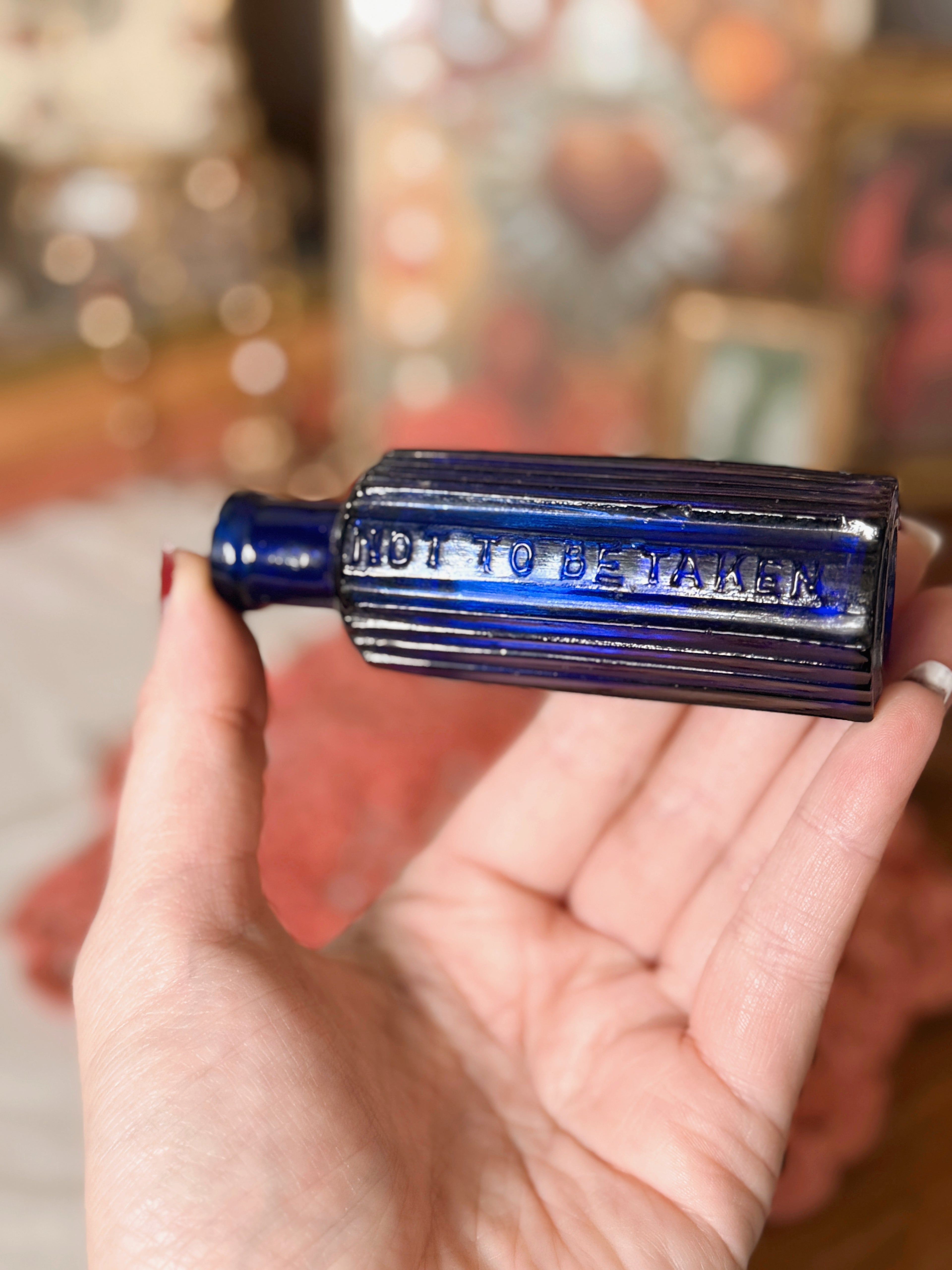 Victorian Cobalt Blue Glass Poison Bottle