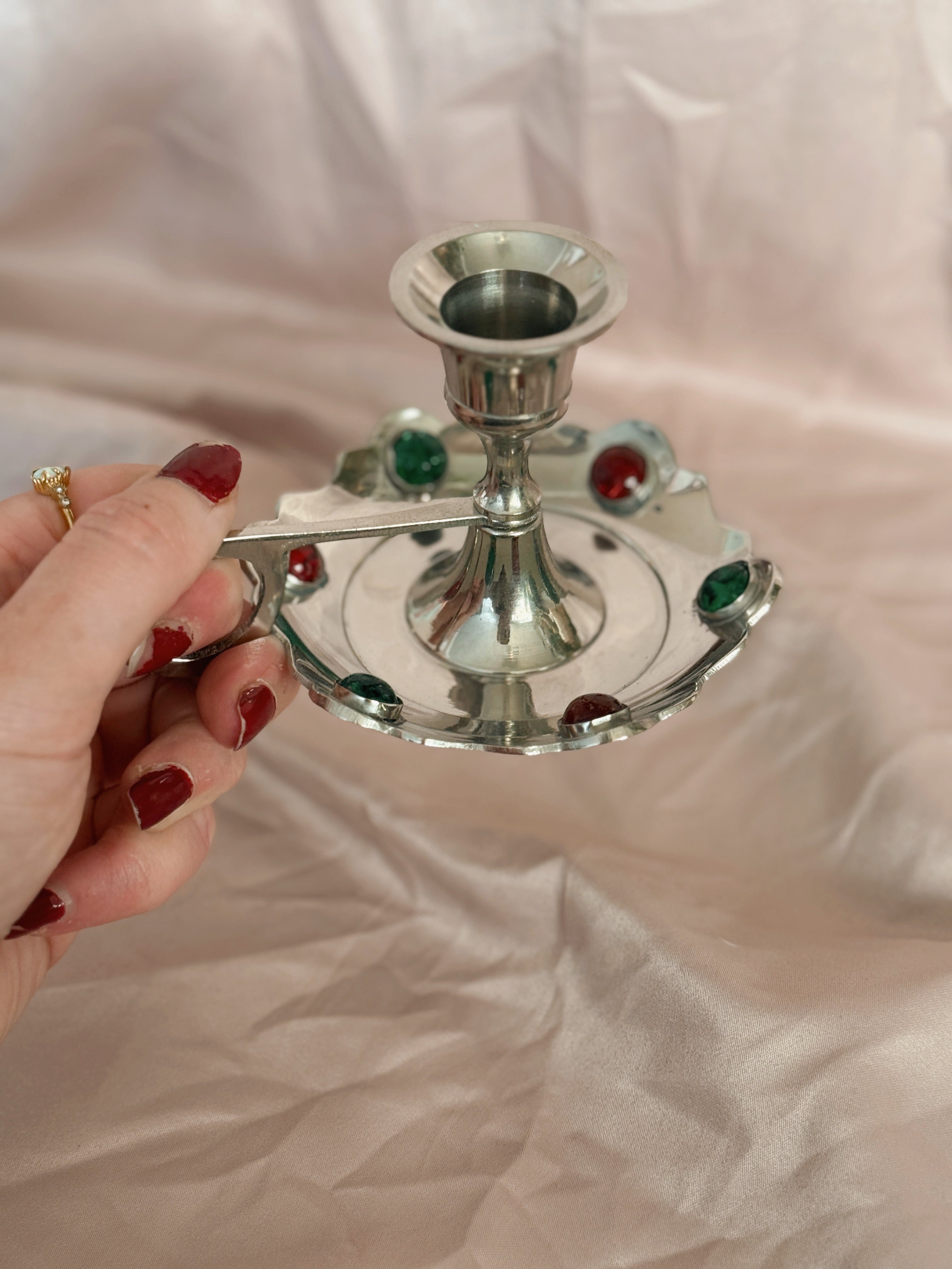 Vintage Silver Tone Candlestick Holder