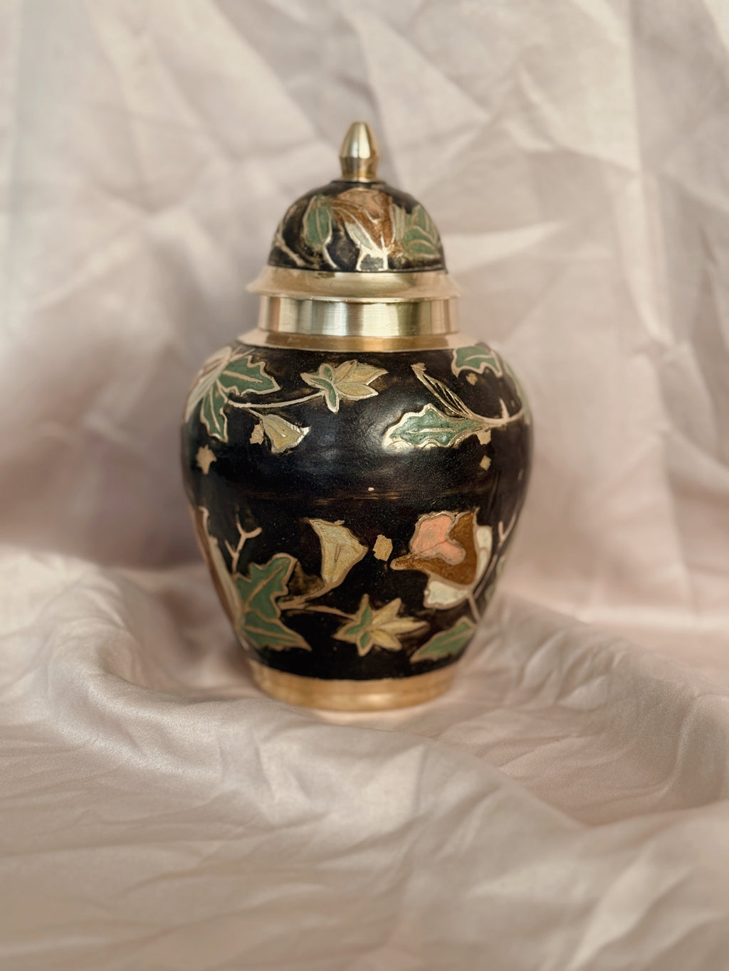 Vintage Brass + Enamel Canister