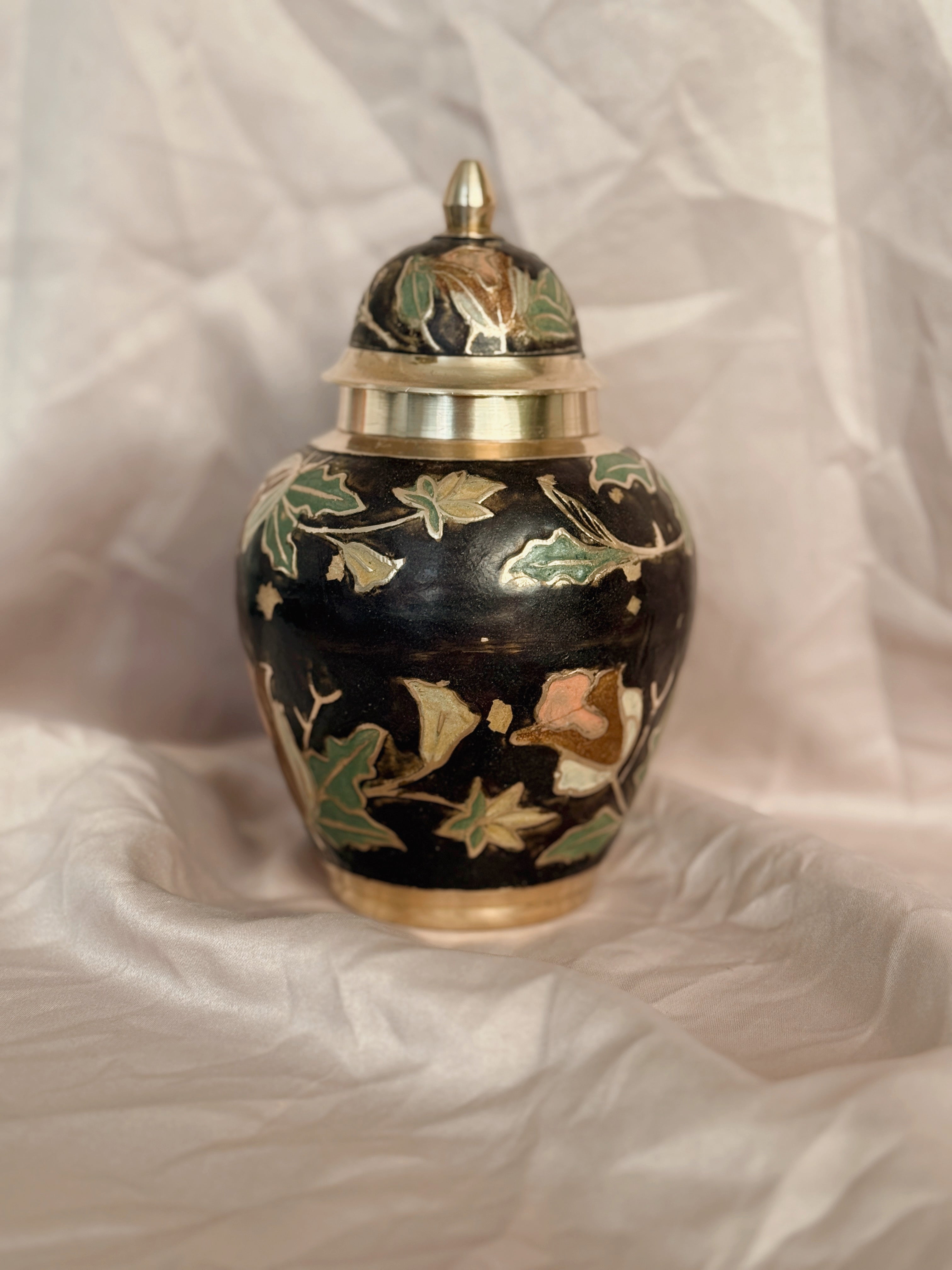 Vintage Brass + Enamel Canister