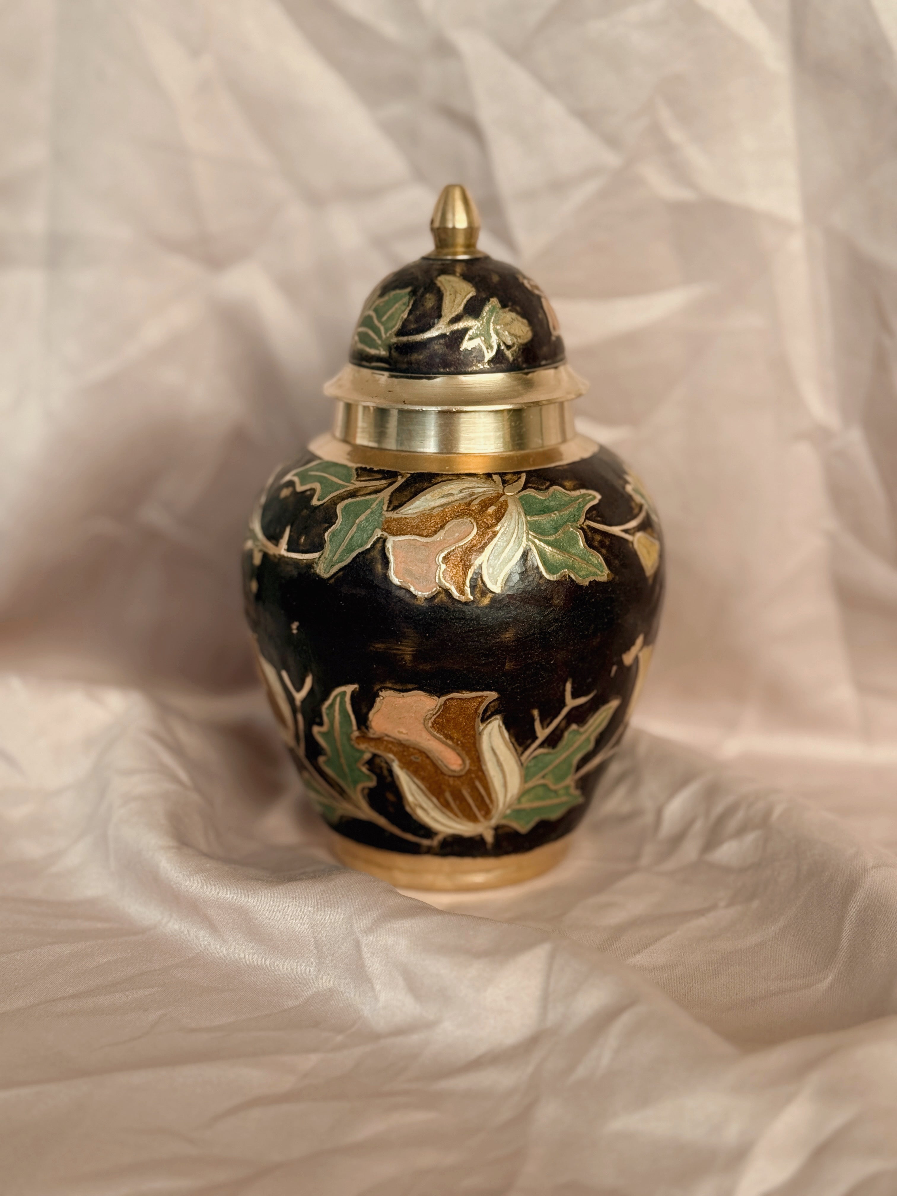 Vintage Brass + Enamel Canister