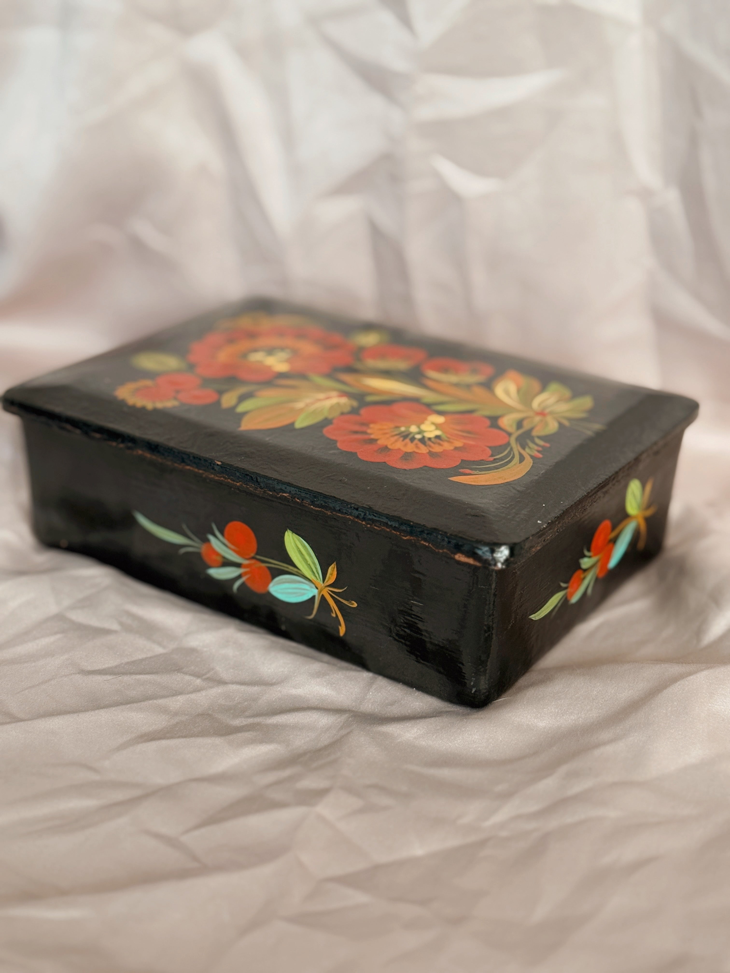 Vintage Handpainted Floral Box