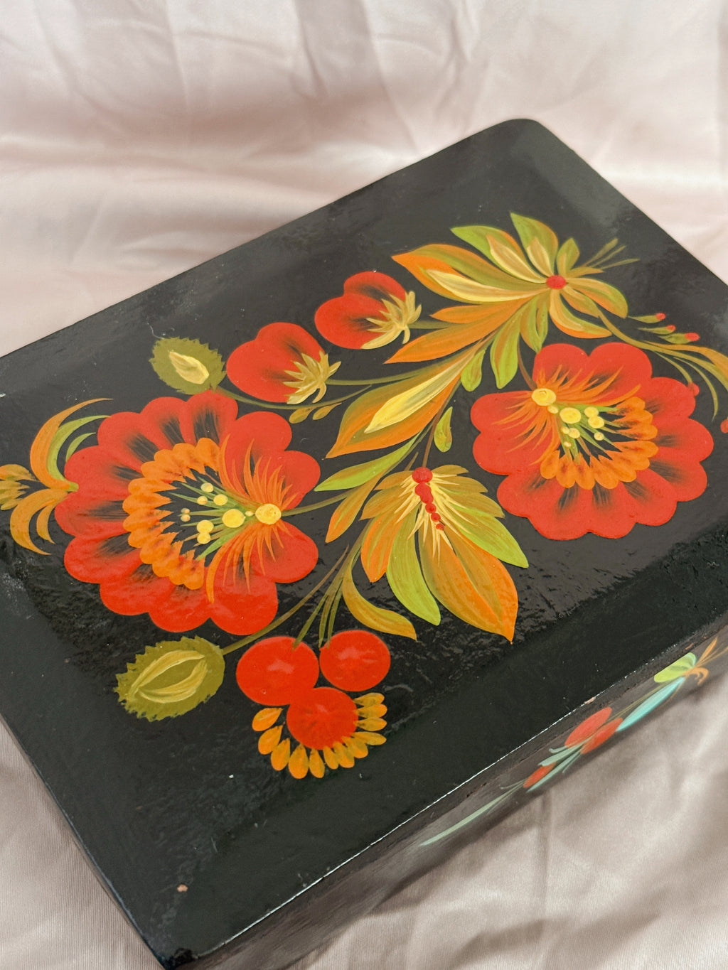 Vintage Handpainted Floral Box