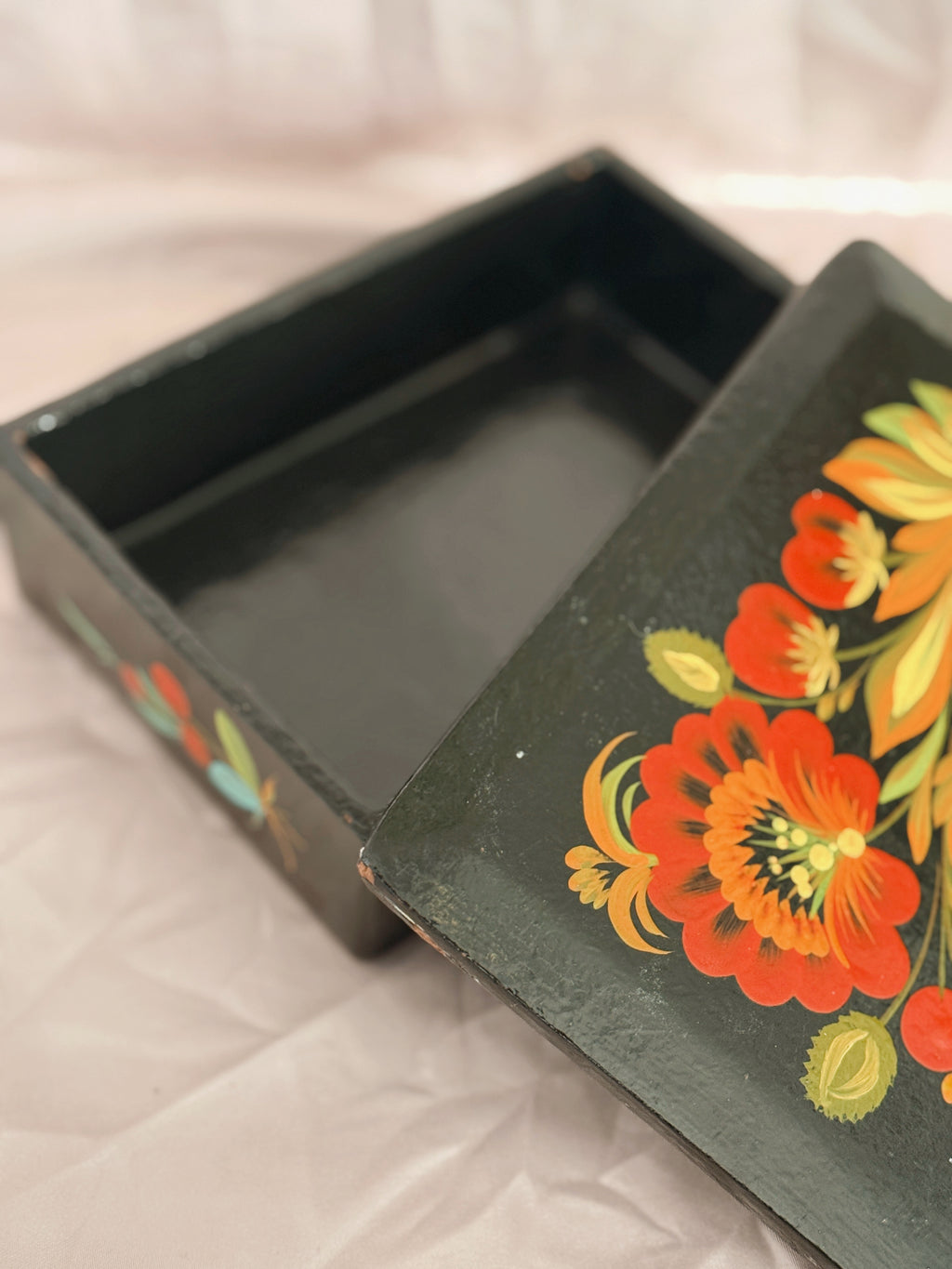 Vintage Handpainted Floral Box