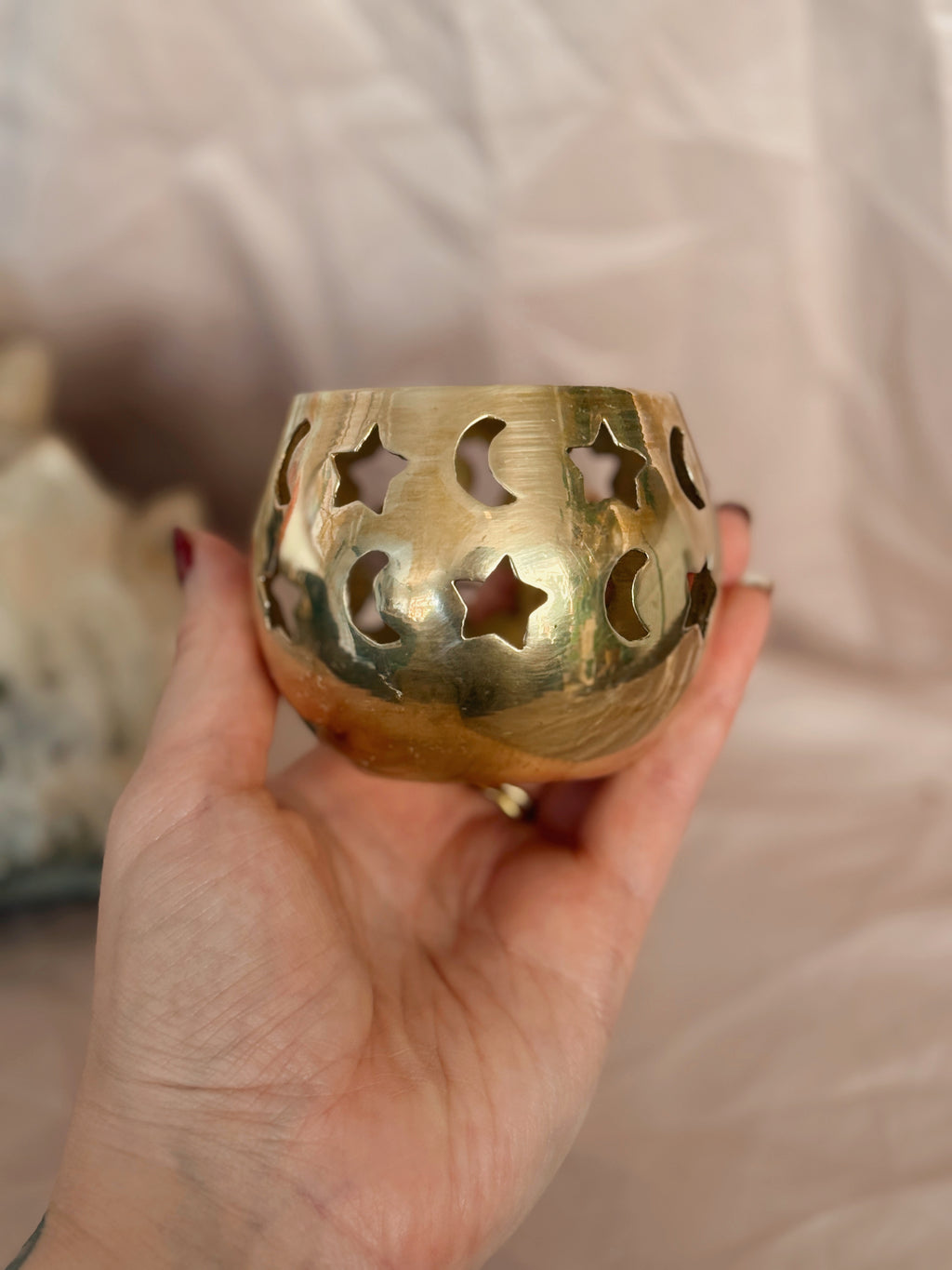 Vintage Brass Celestial Tealight Holder