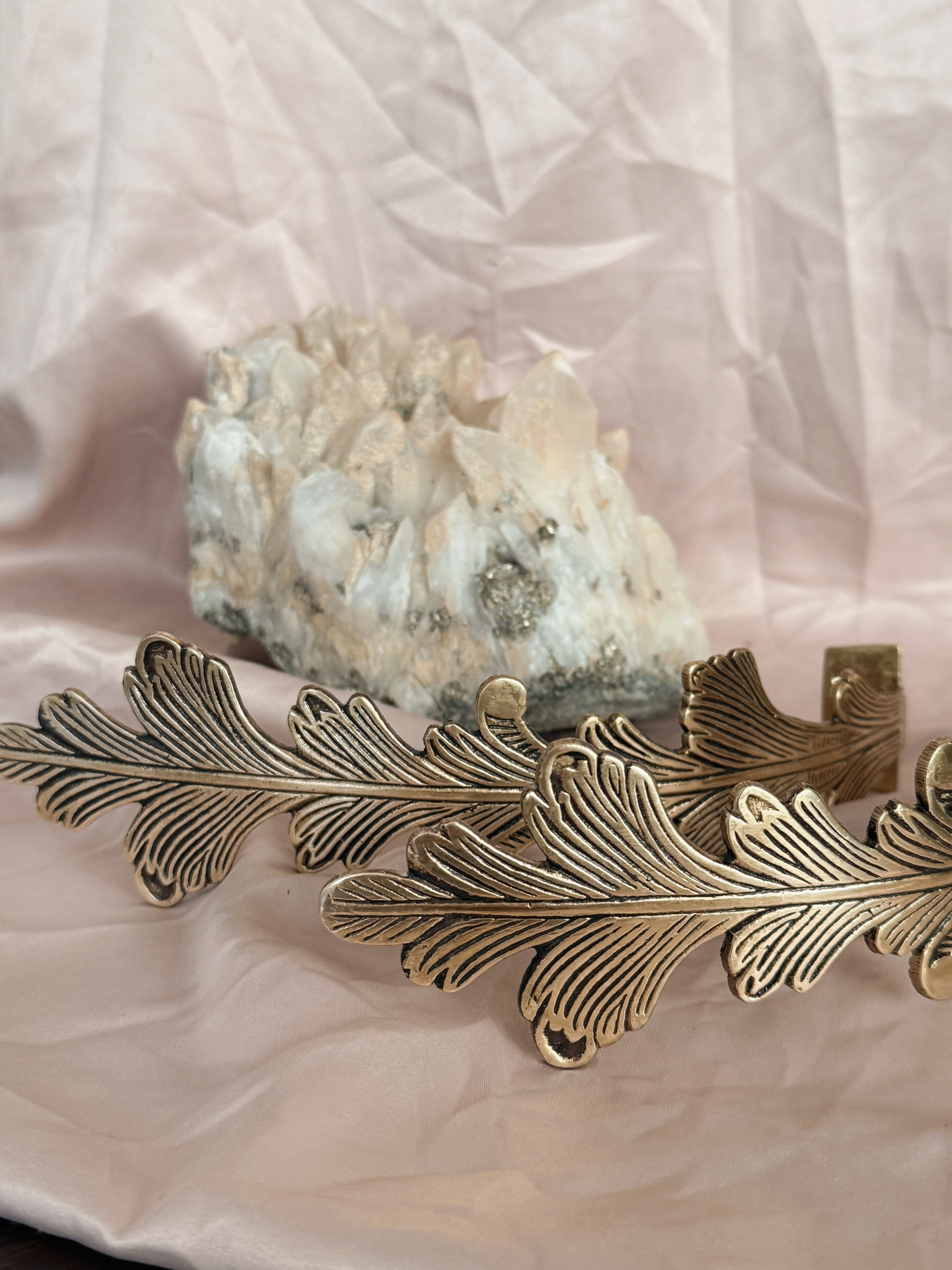 Vintage Brass Leaf Curtain Hold Backs