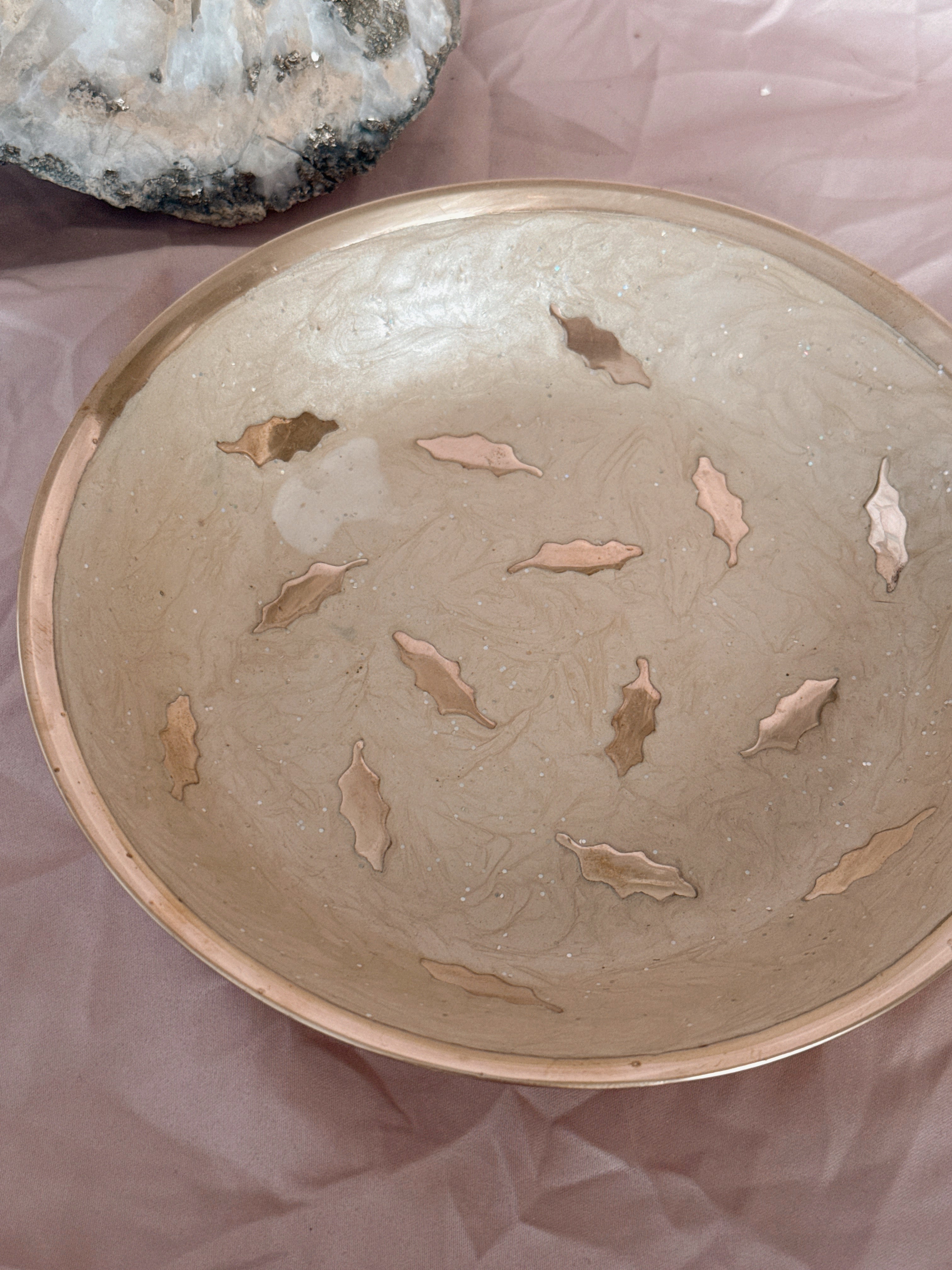 Vintage Brass + Enamel Trinket Bowl