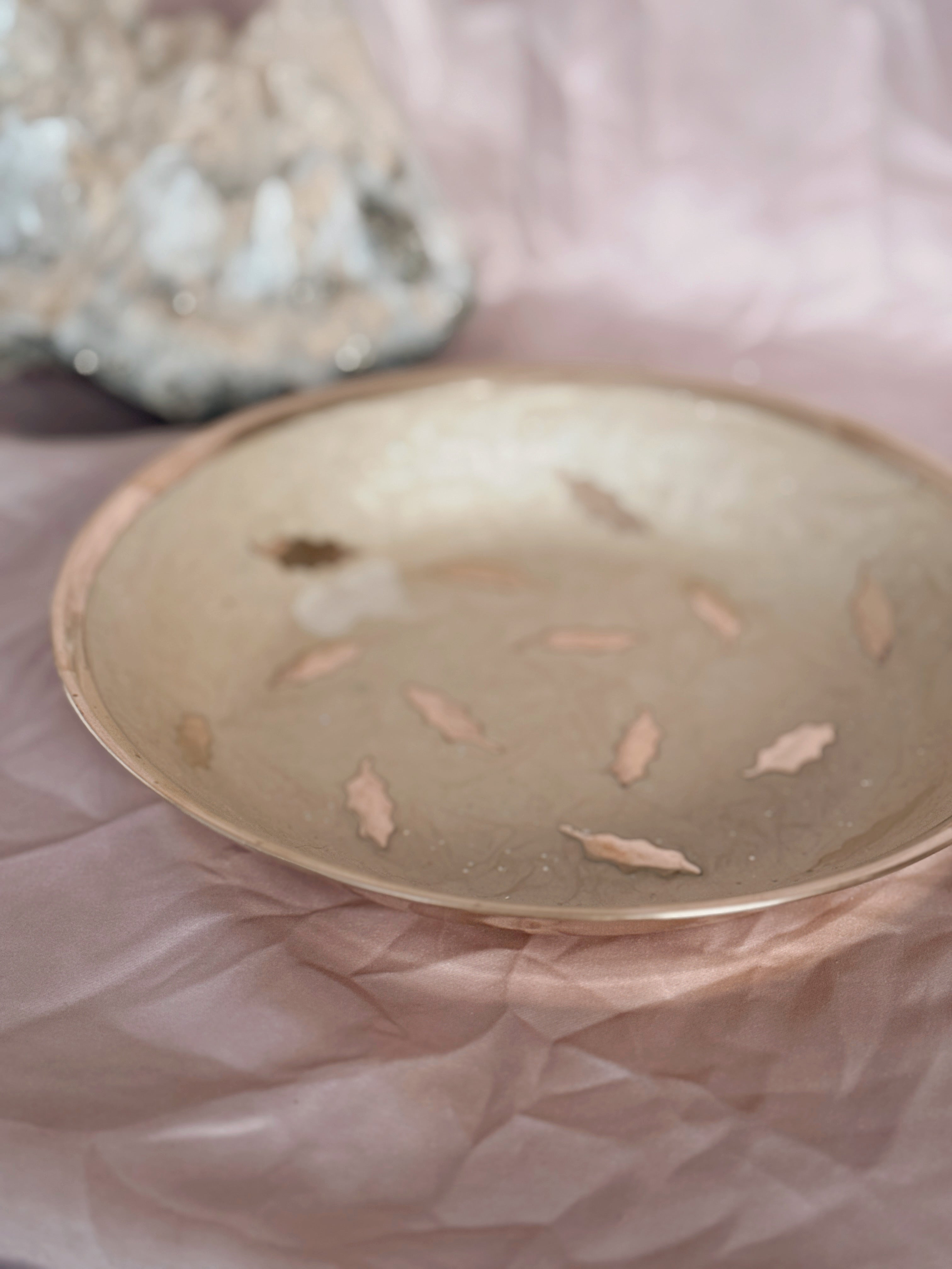 Vintage Brass + Enamel Trinket Bowl