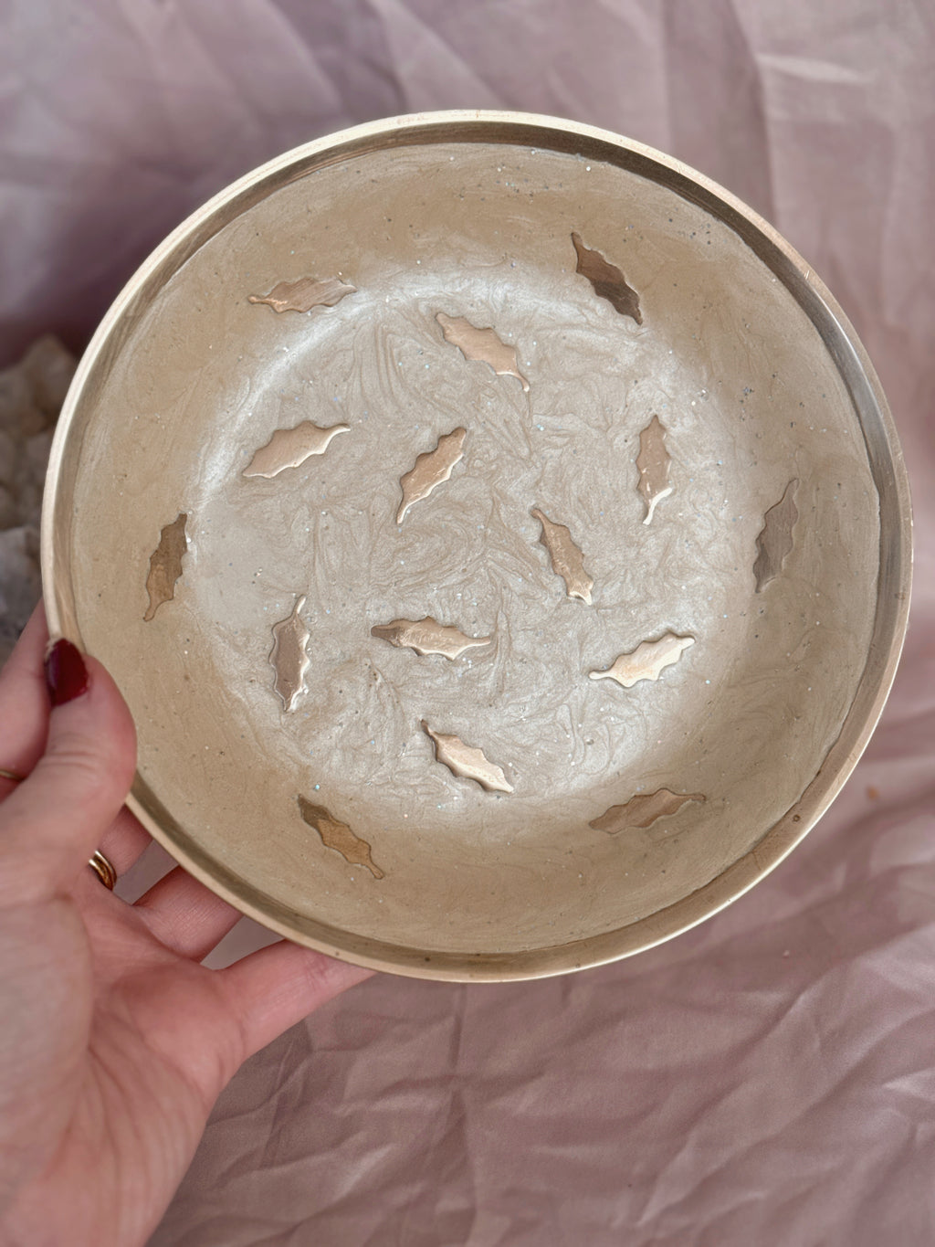 Vintage Brass + Enamel Trinket Bowl