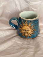 Vintage Stoneware Sun Face Mug
