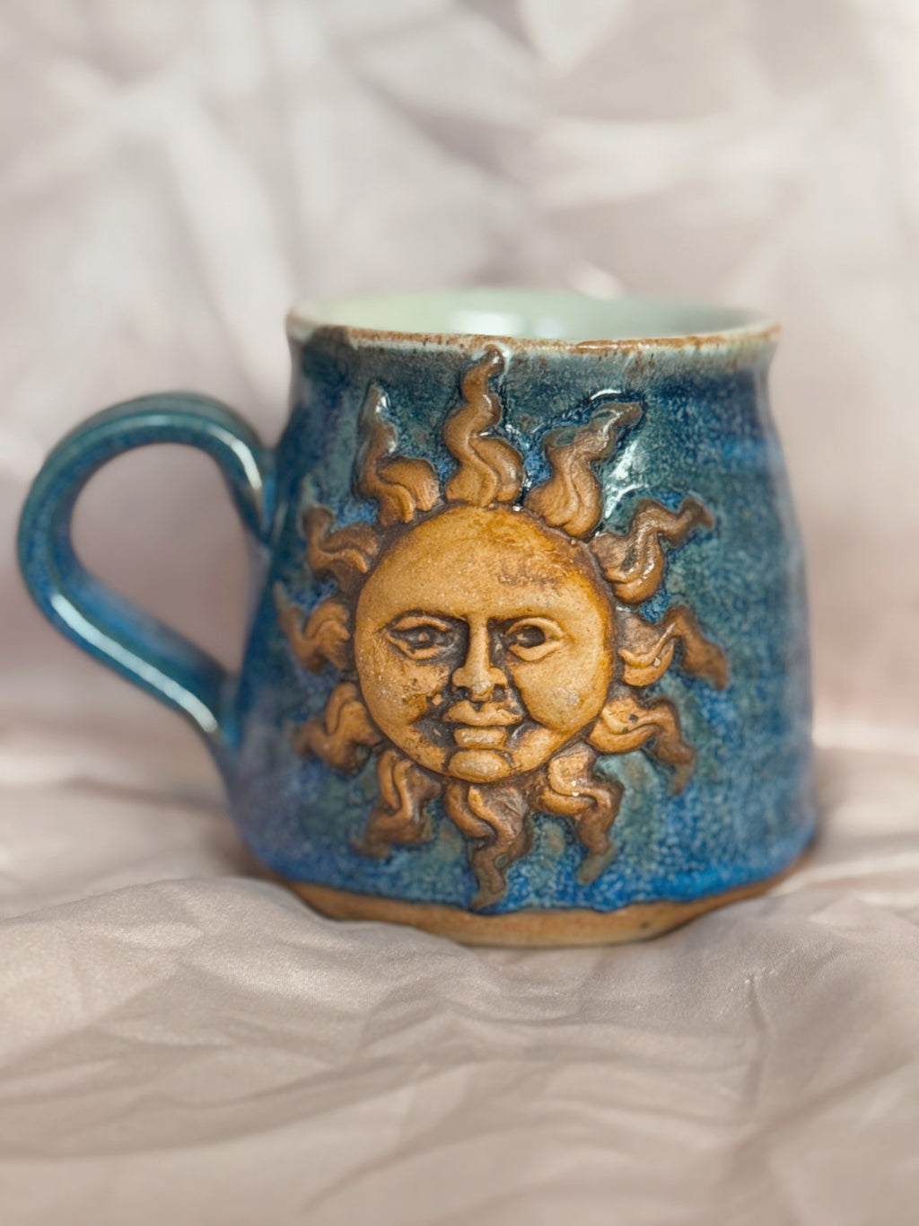 Vintage Stoneware Sun Face Mug