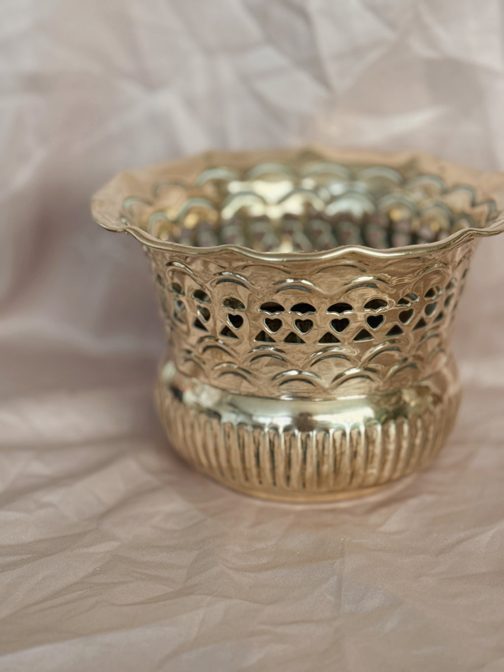 Vintage Brass Cauldron Pot