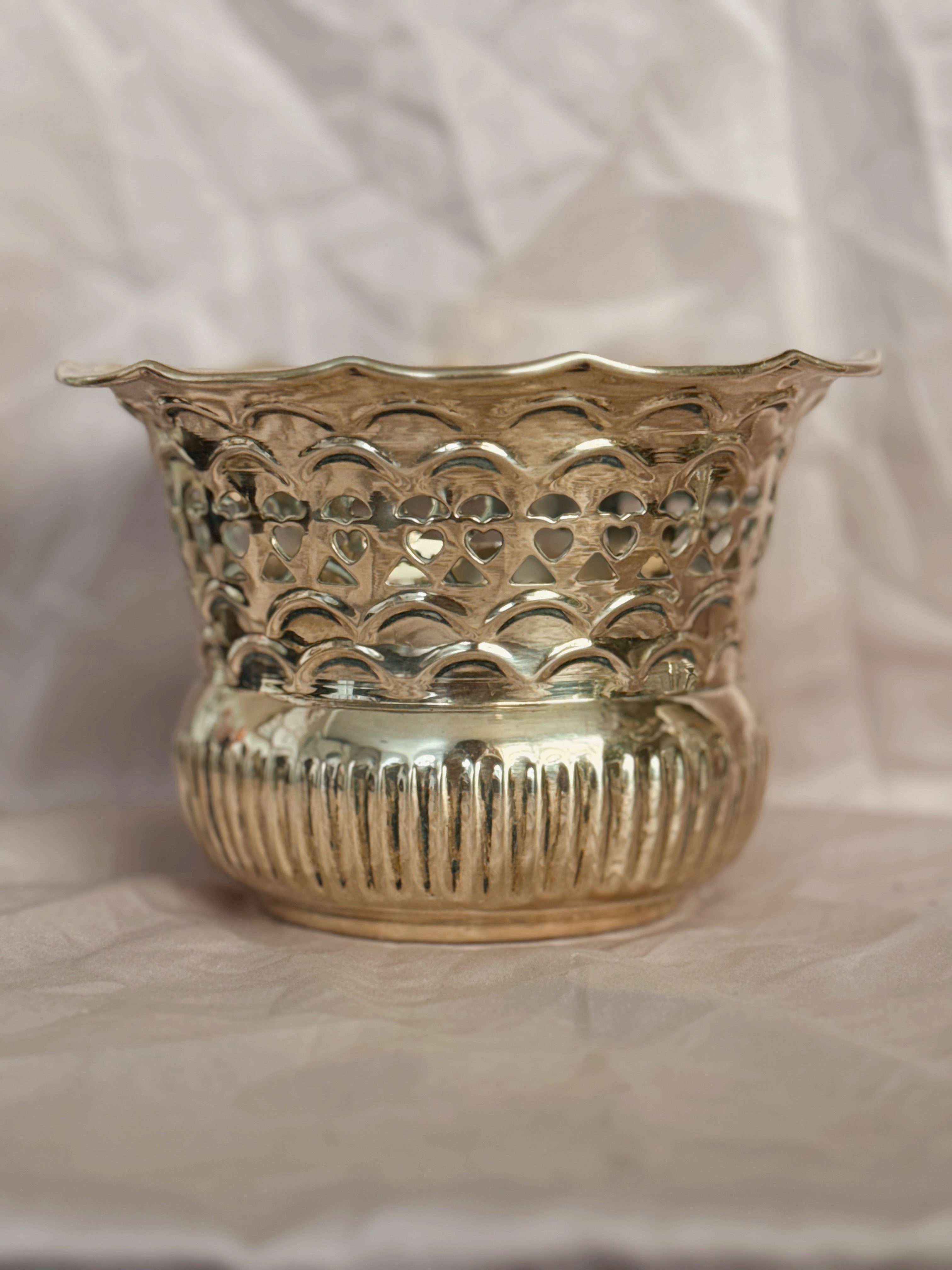Vintage Brass Cauldron Pot