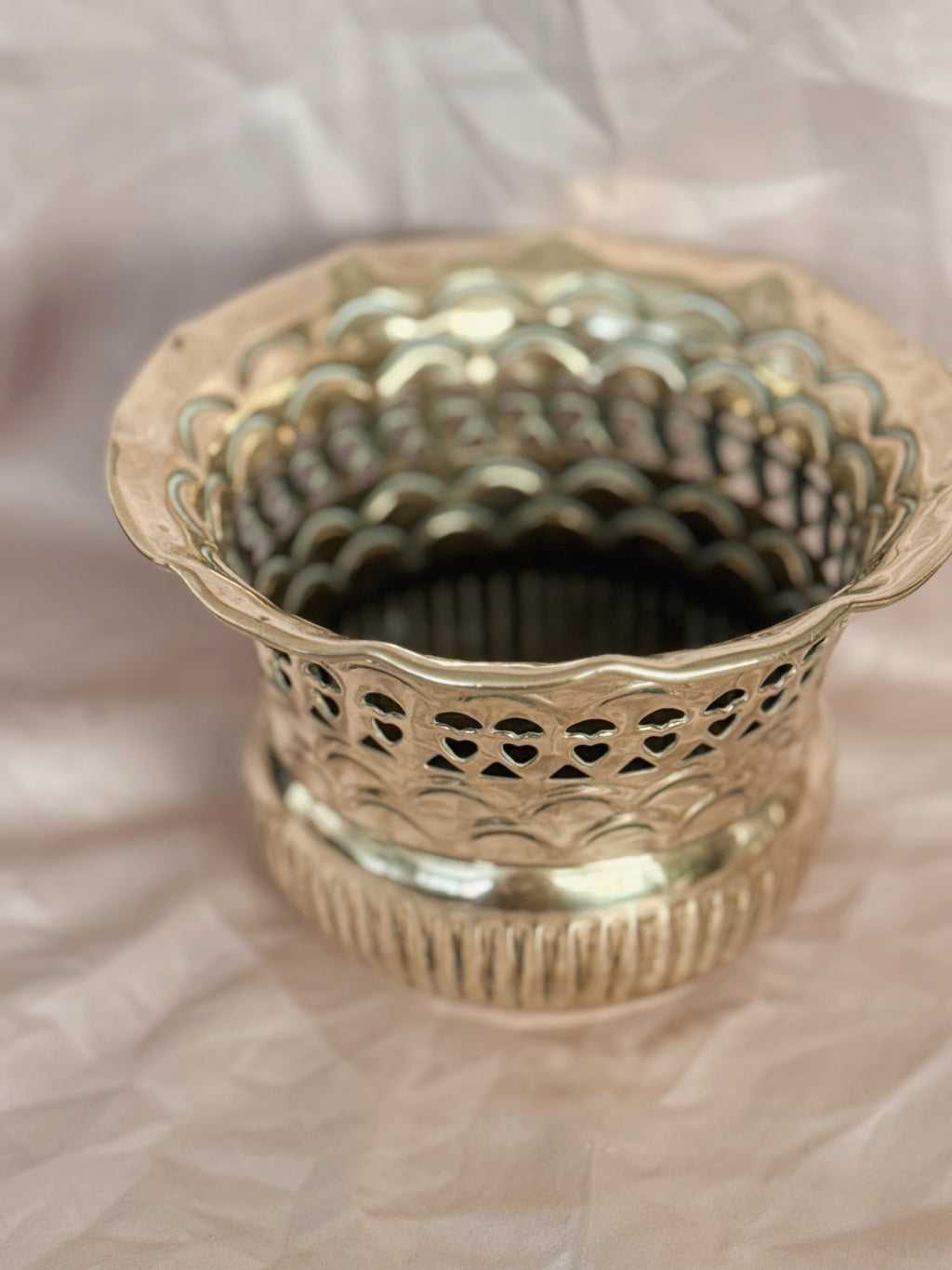 Vintage Brass Cauldron Pot