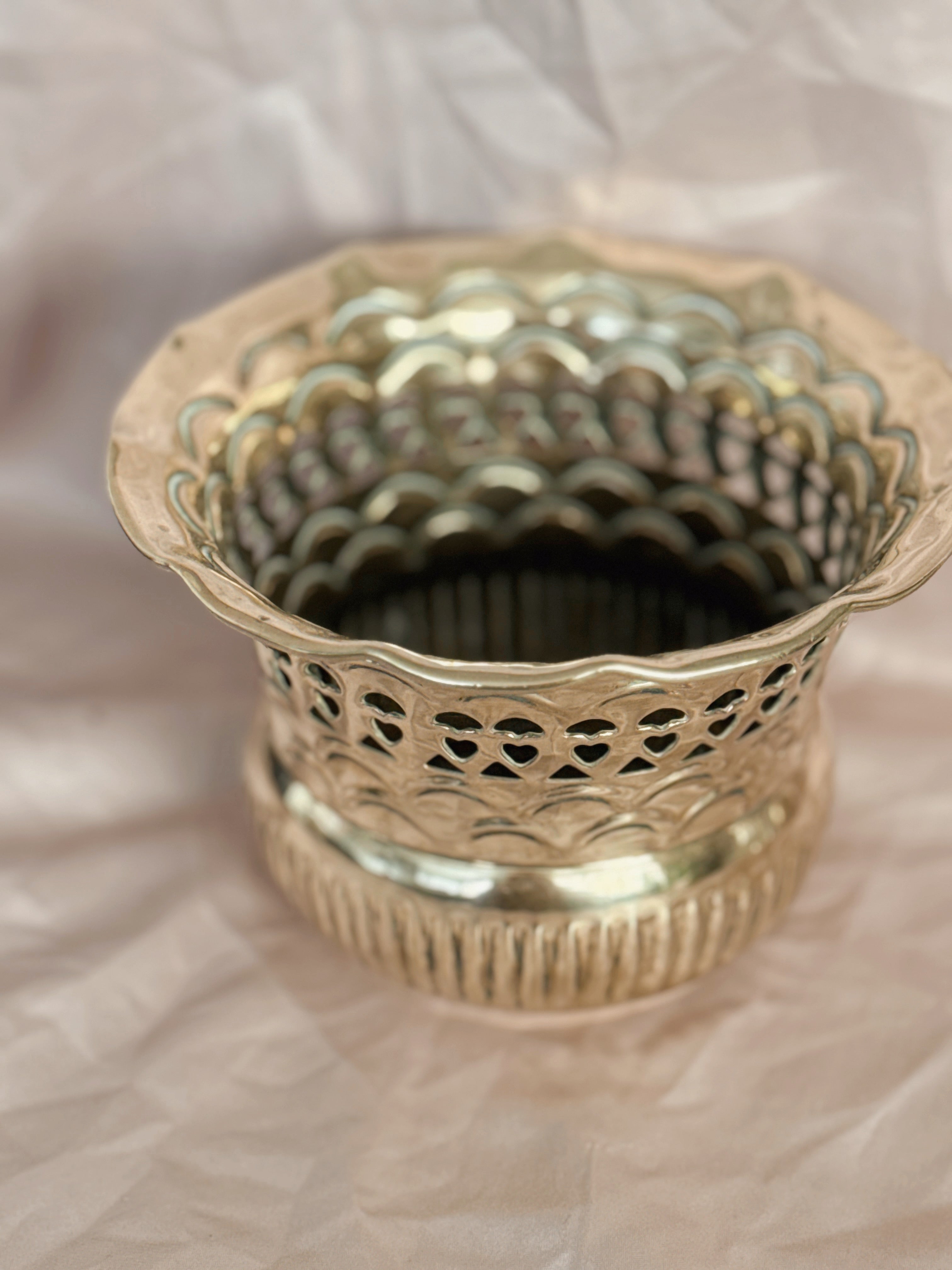 Vintage Brass Cauldron Pot