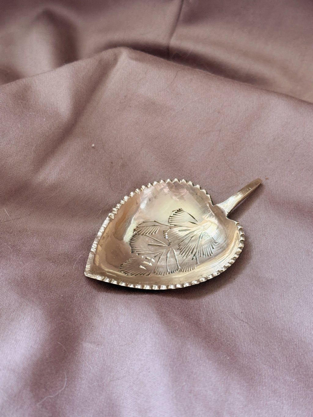 Vintage Mini Brass Leaf Trinket Dish