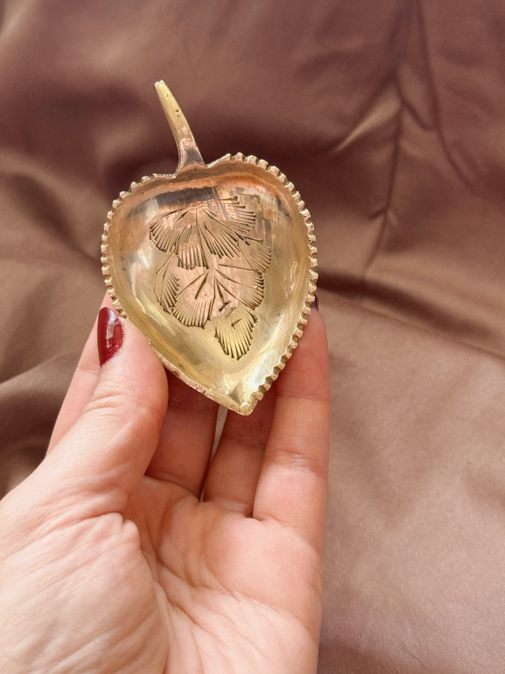 Vintage Mini Brass Leaf Trinket Dish