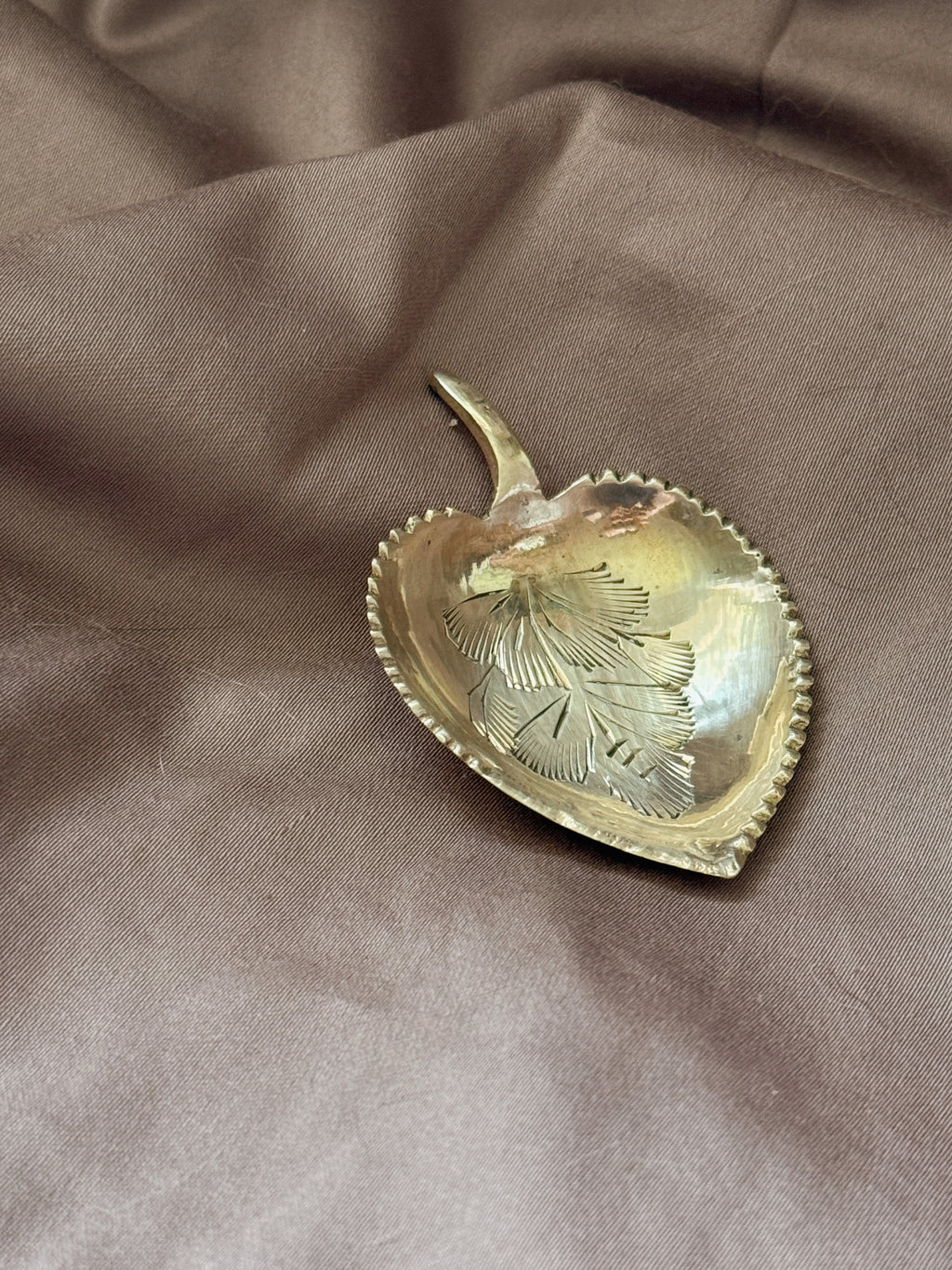 Vintage Mini Brass Leaf Trinket Dish