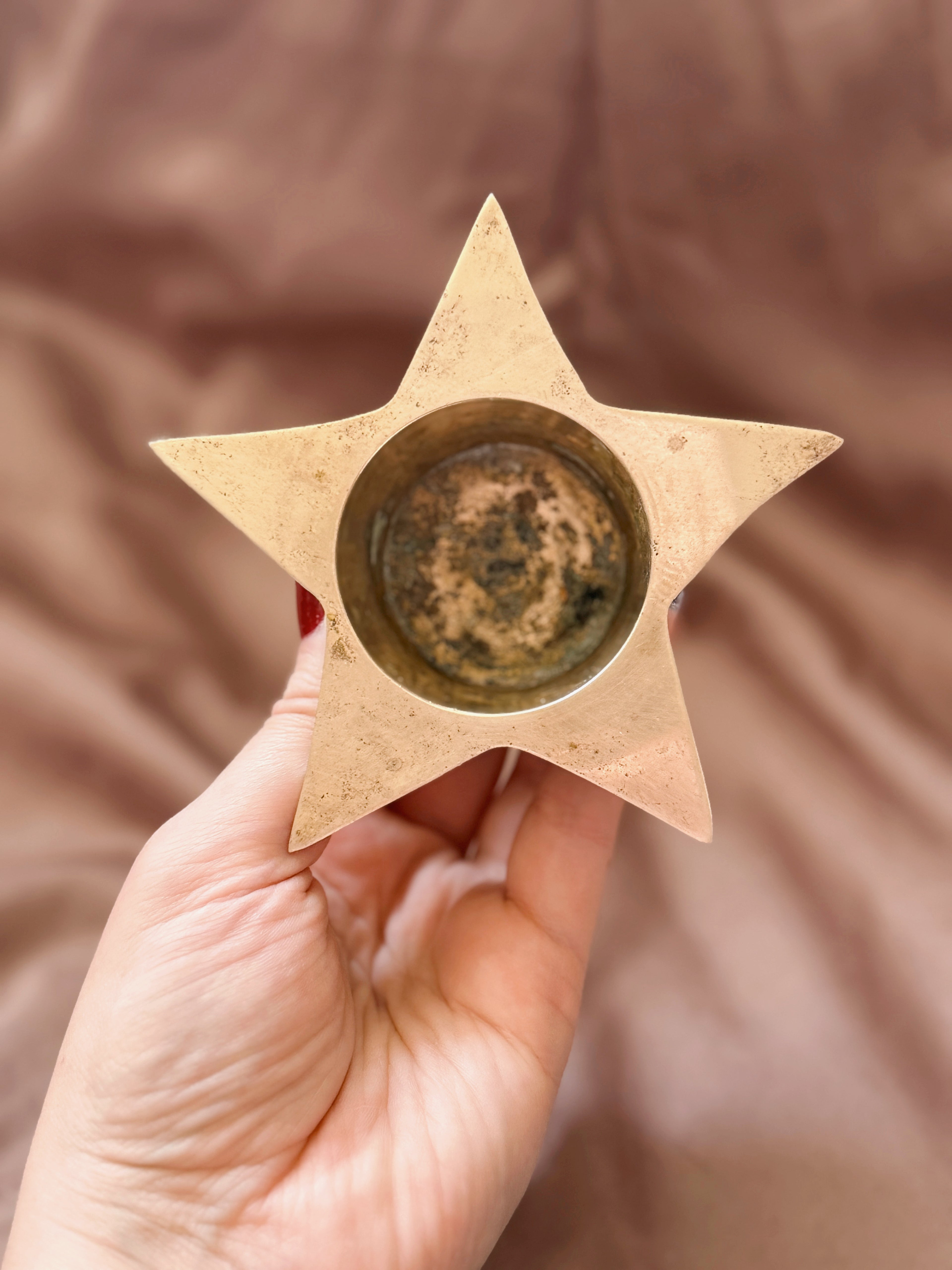 Vintage Brass Star Tealight Holder
