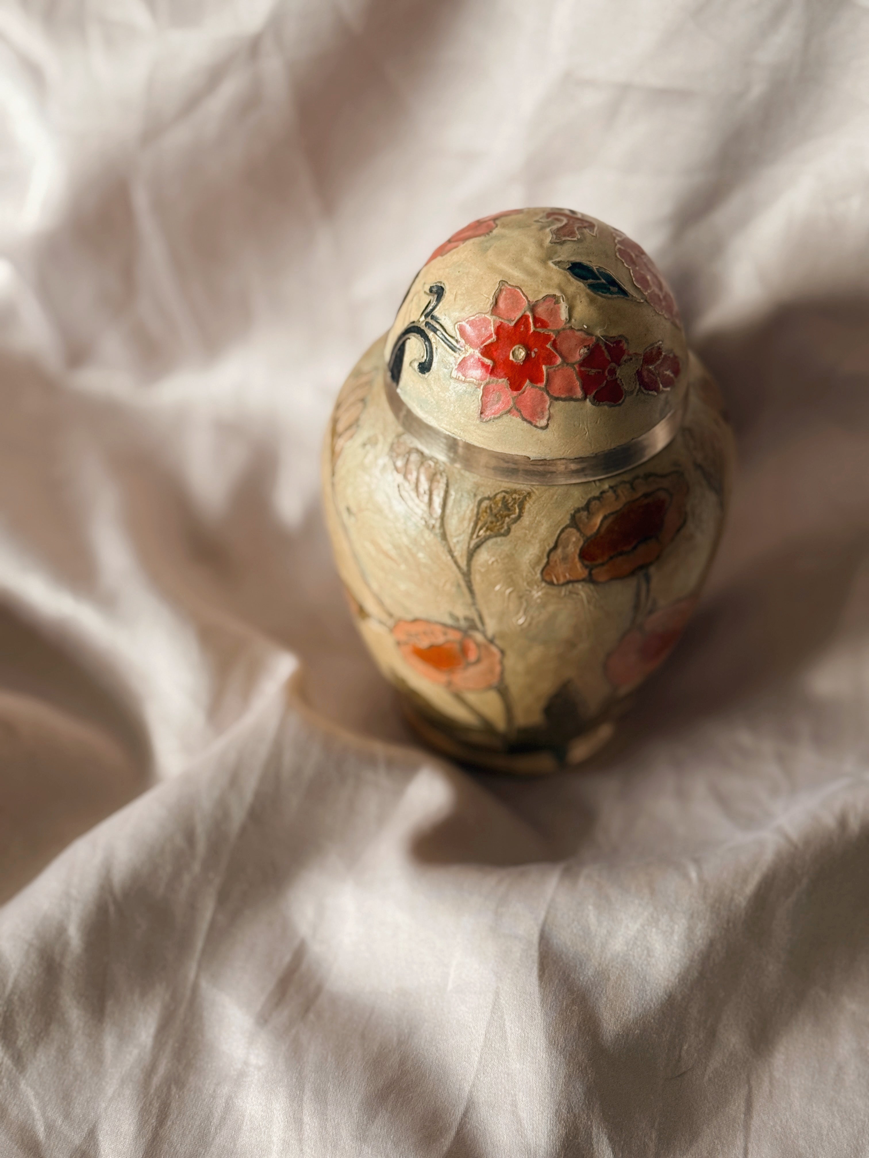 Vintage Brass + Enamel Canister