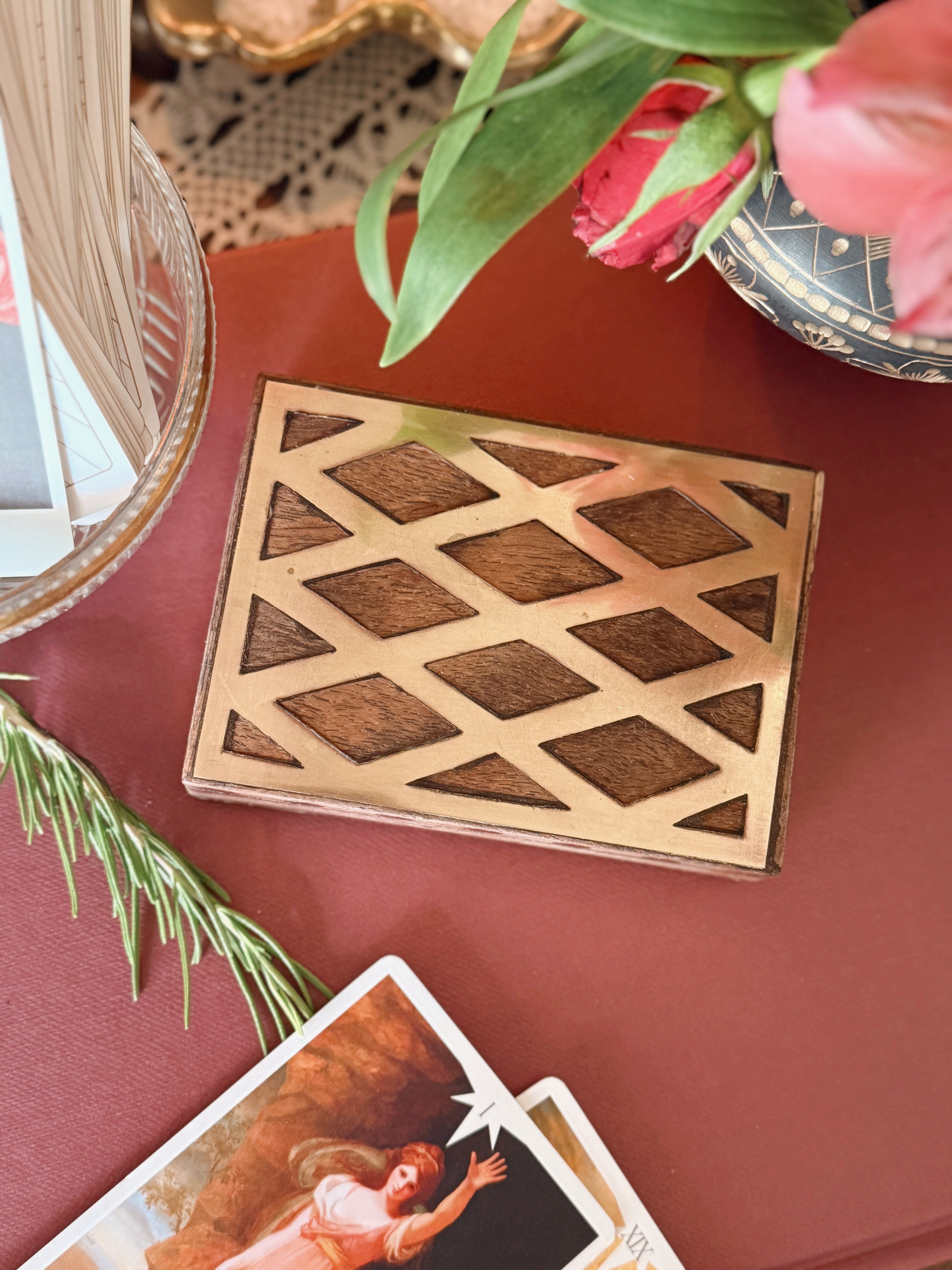 Vintage Wood + Brass Box
