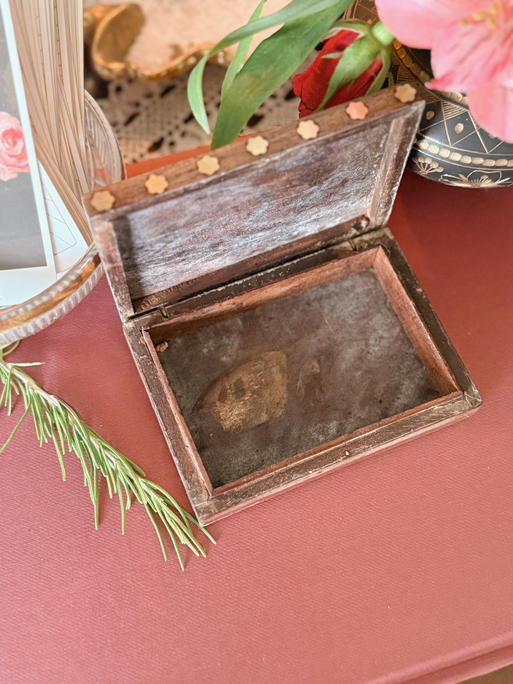 Vintage Wood + Brass Box
