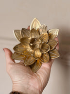 Vintage Brass Lotus Flower Candlestick Holder