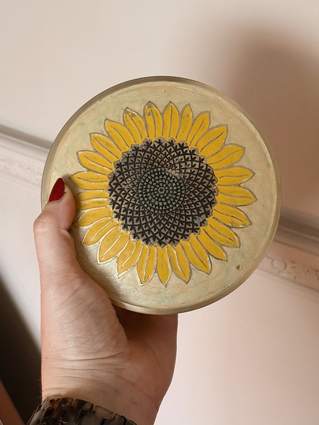 Vintage Brass Sunflower Box