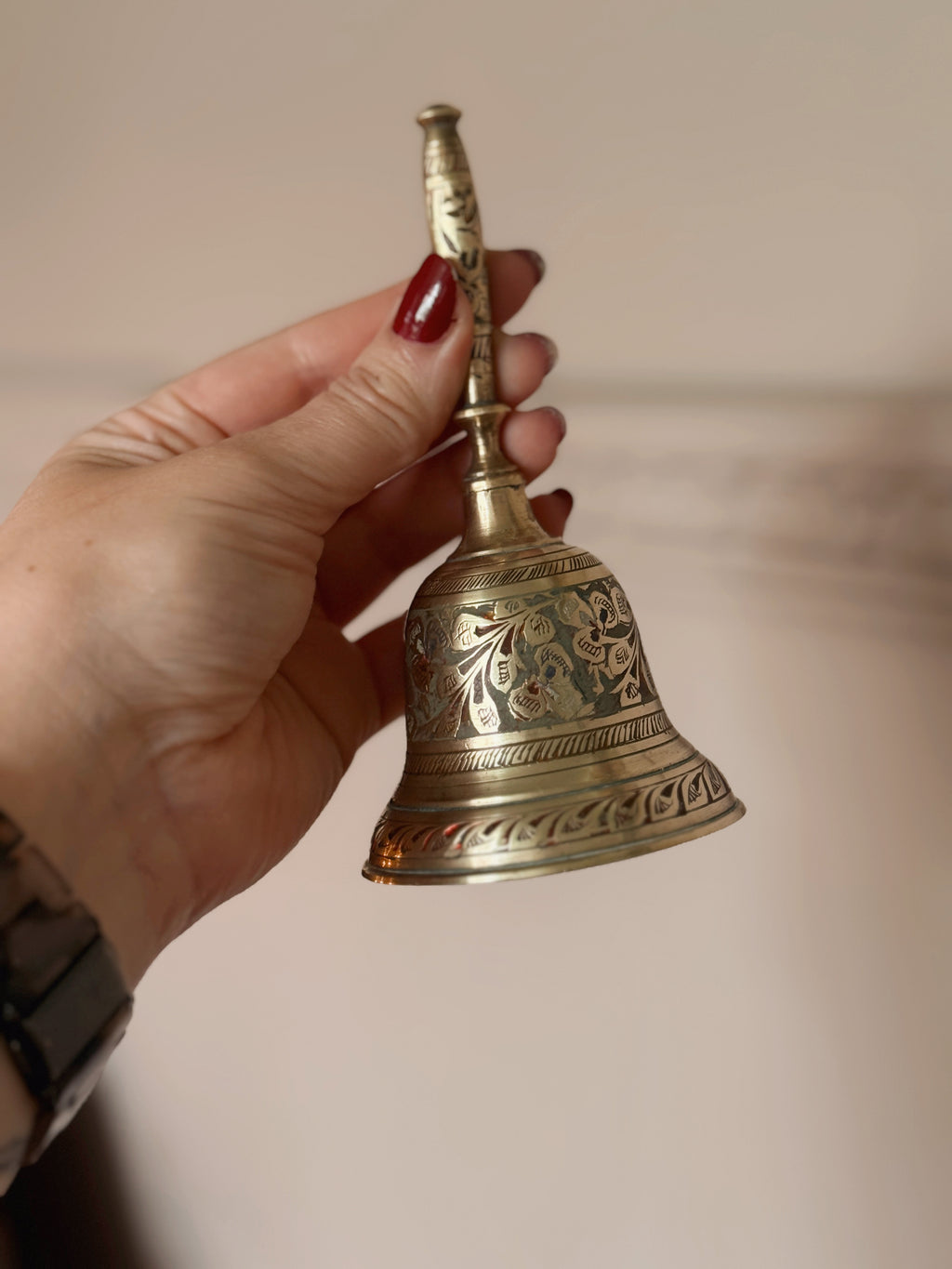 Vintage Brass + Enamel Bell