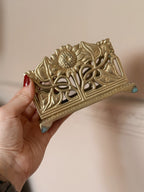 Vintage Brass Sunflower Letter Rack
