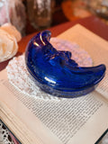 Vintage Glass Crescent Moon Trinket Pot