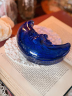 Vintage Glass Crescent Moon Trinket Pot