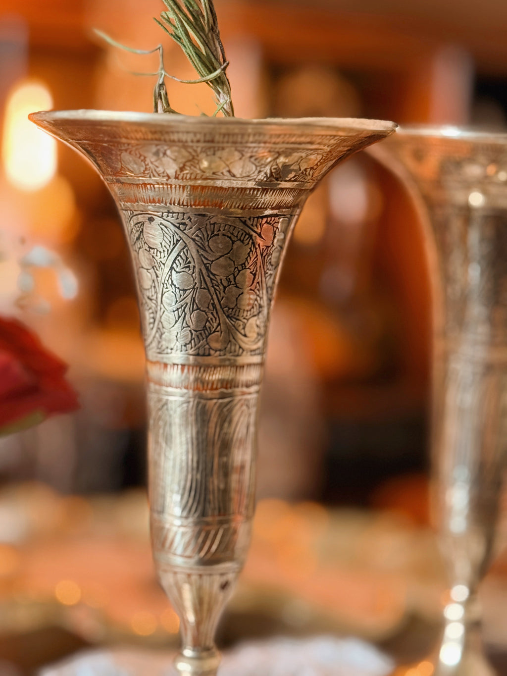 Vintage Pair of Brass Bud Vases