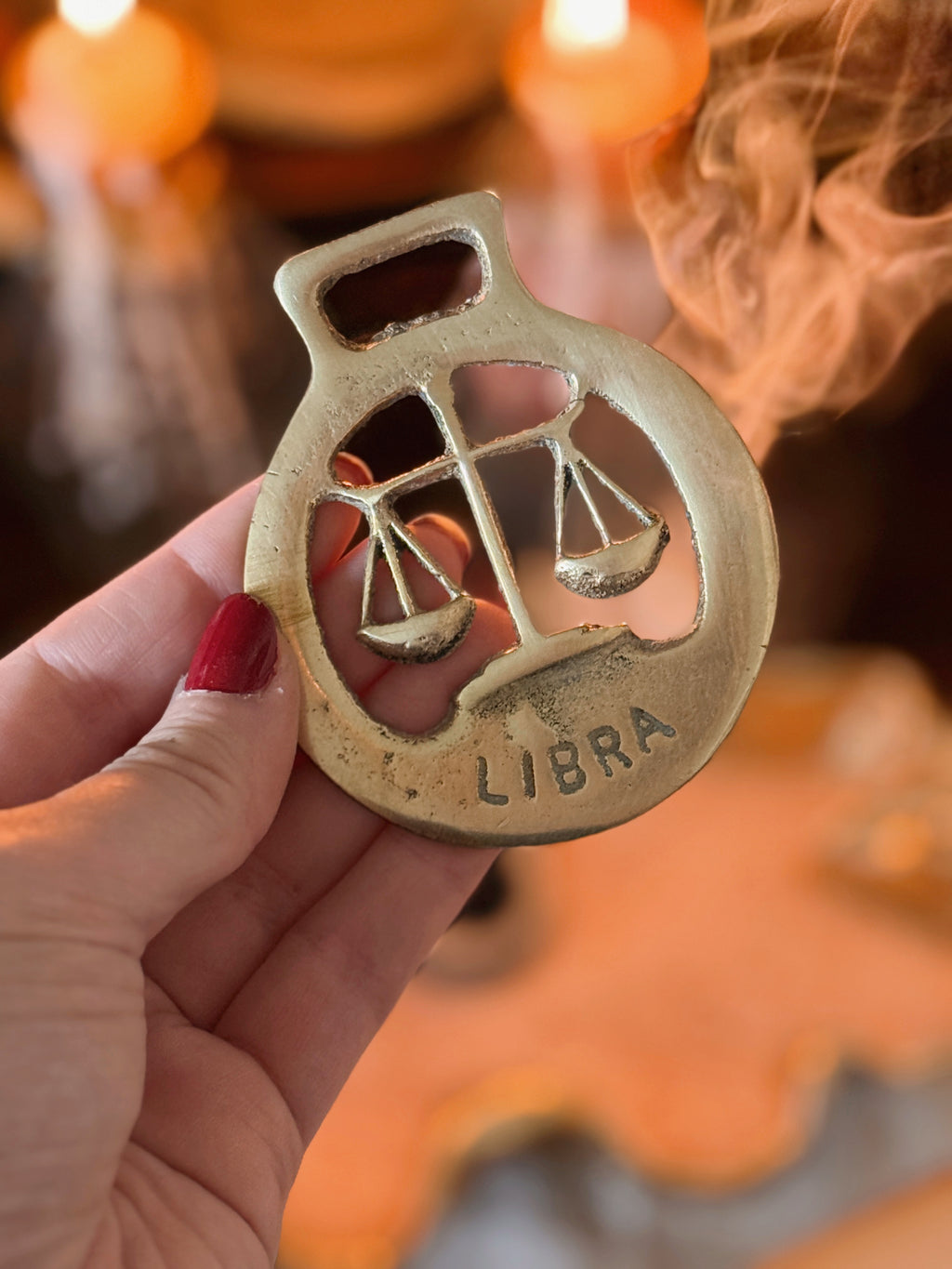 Vintage Brass Libra Medallion