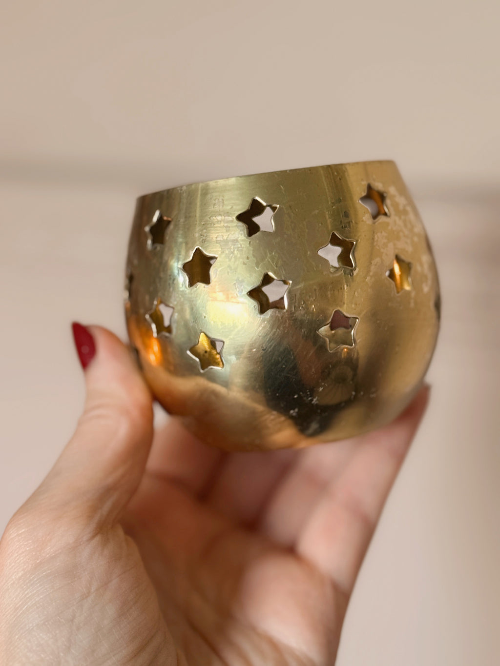 Vintage Brass Star Tealight Holder