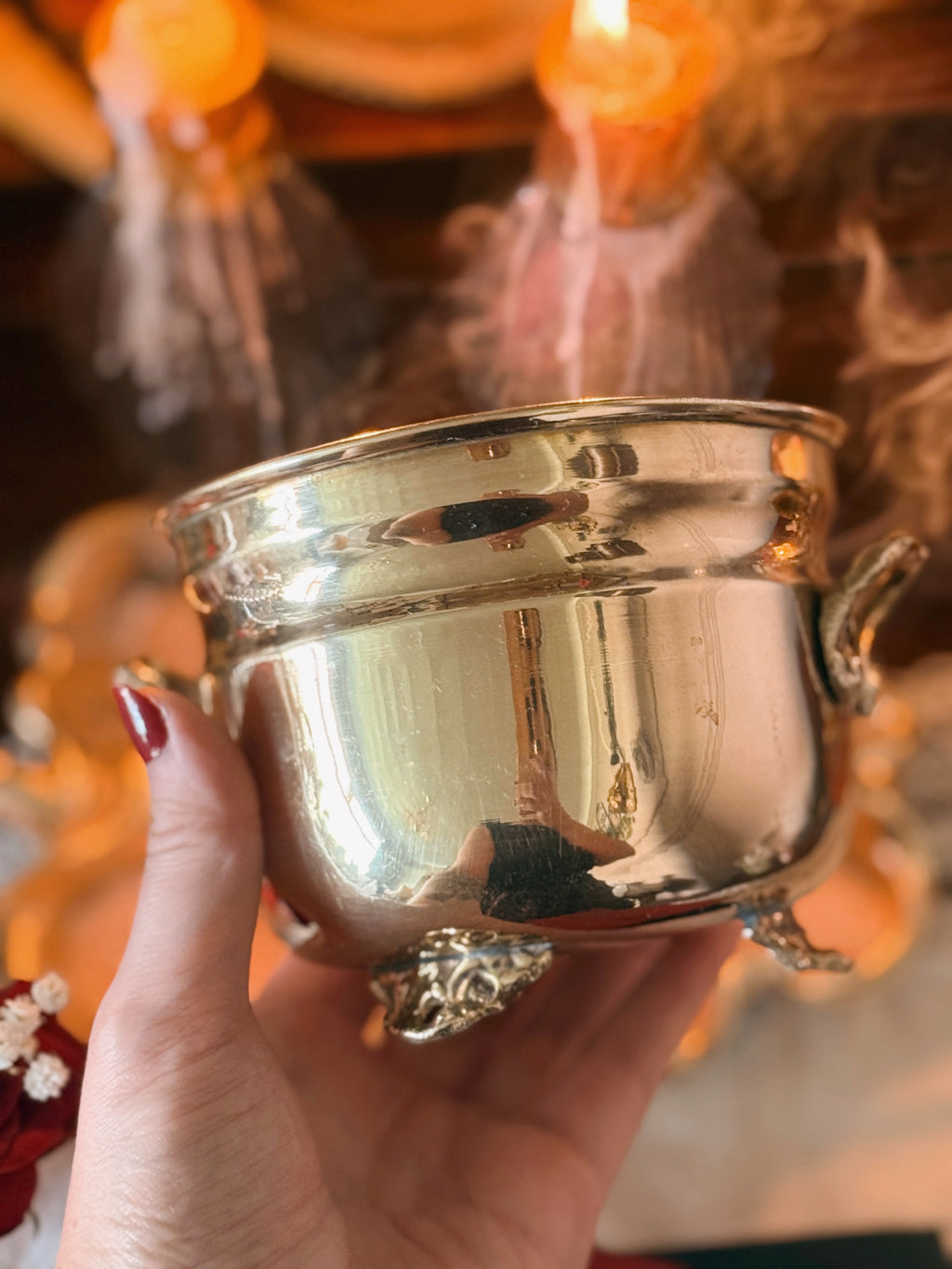 Vintage Small Brass Cauldron