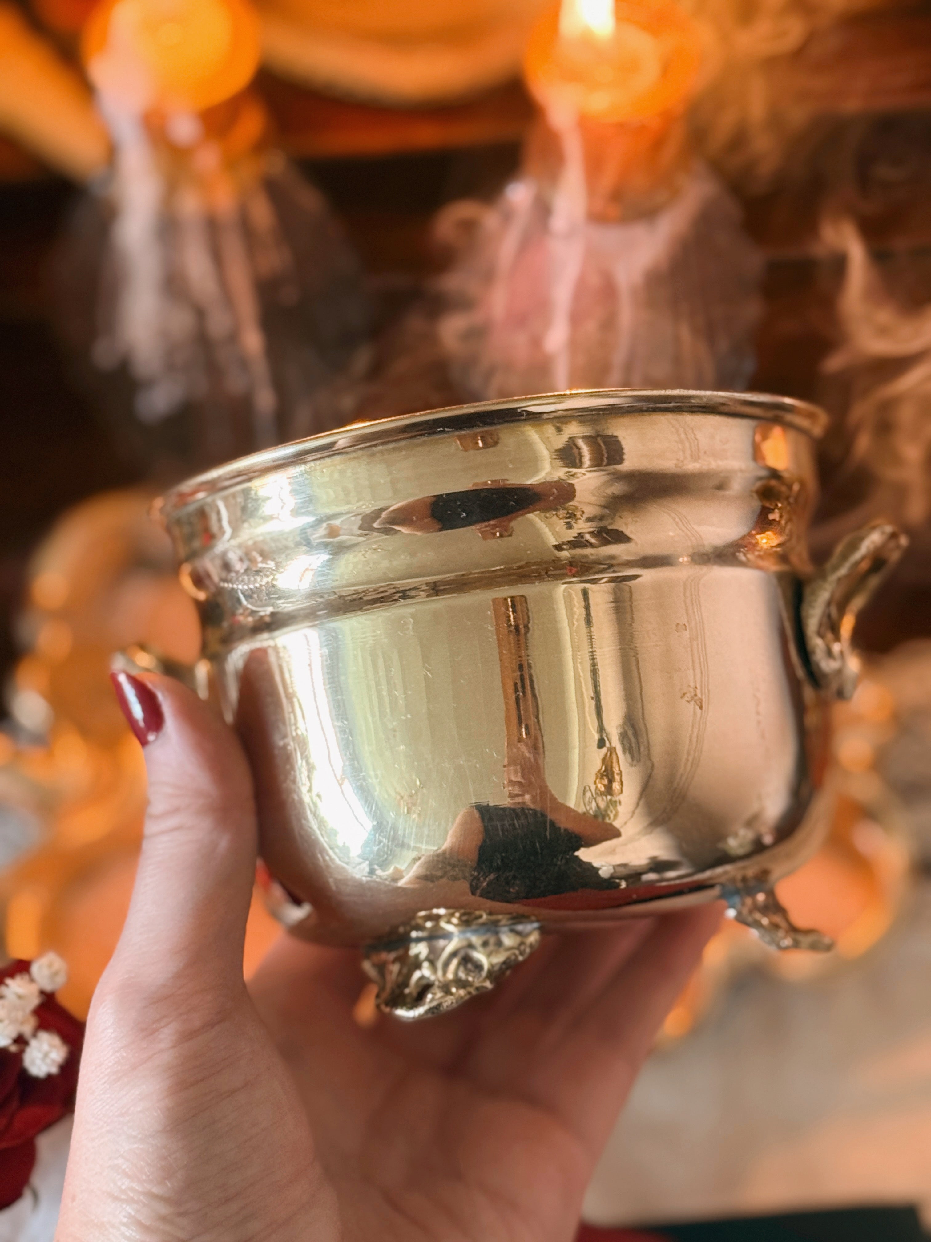 Vintage Small Brass Cauldron