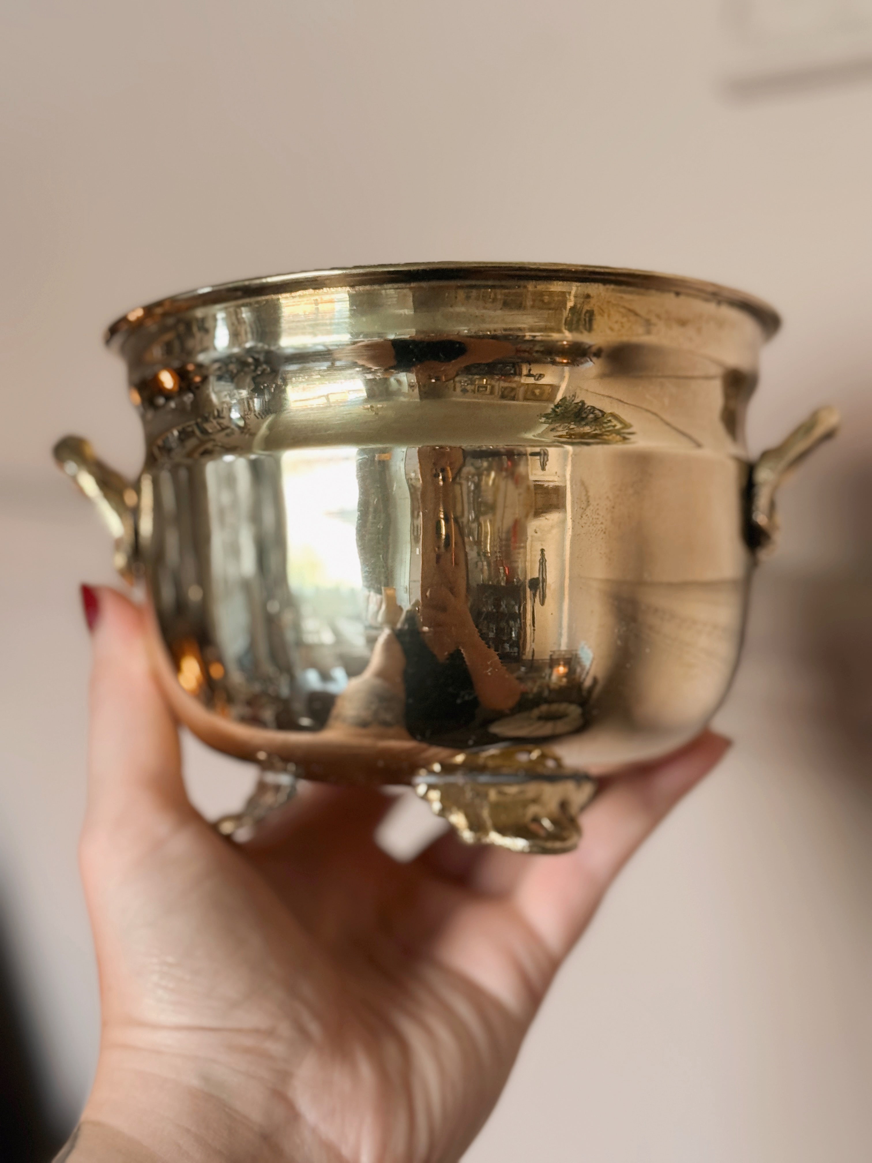 Vintage Brass Medium Cauldron