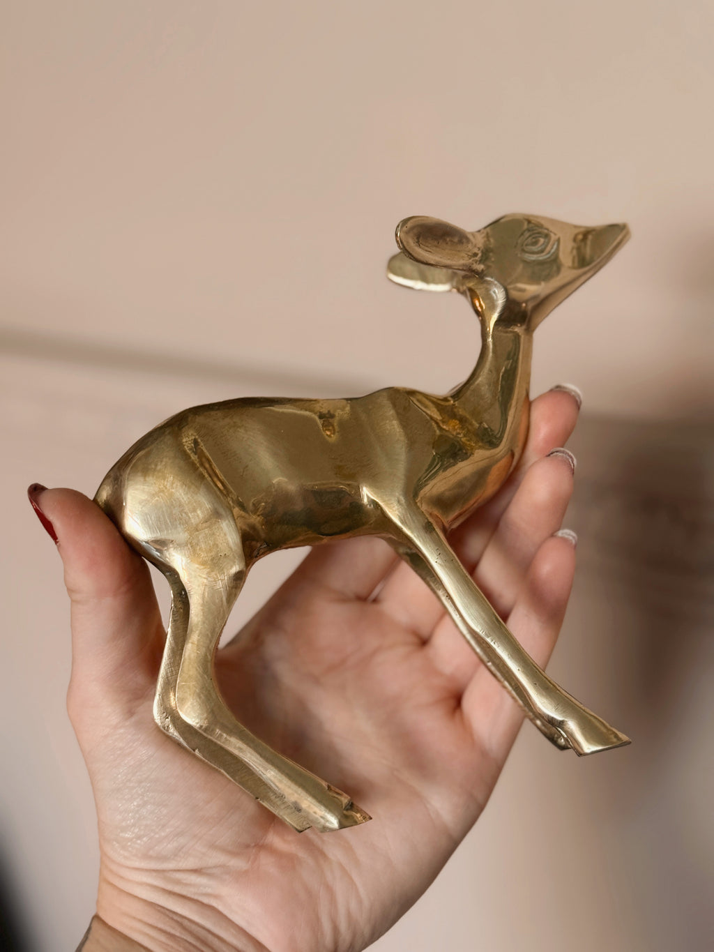 Vintage Brass Doe Deer Statue
