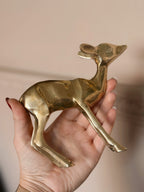 Vintage Brass Doe Deer Statue
