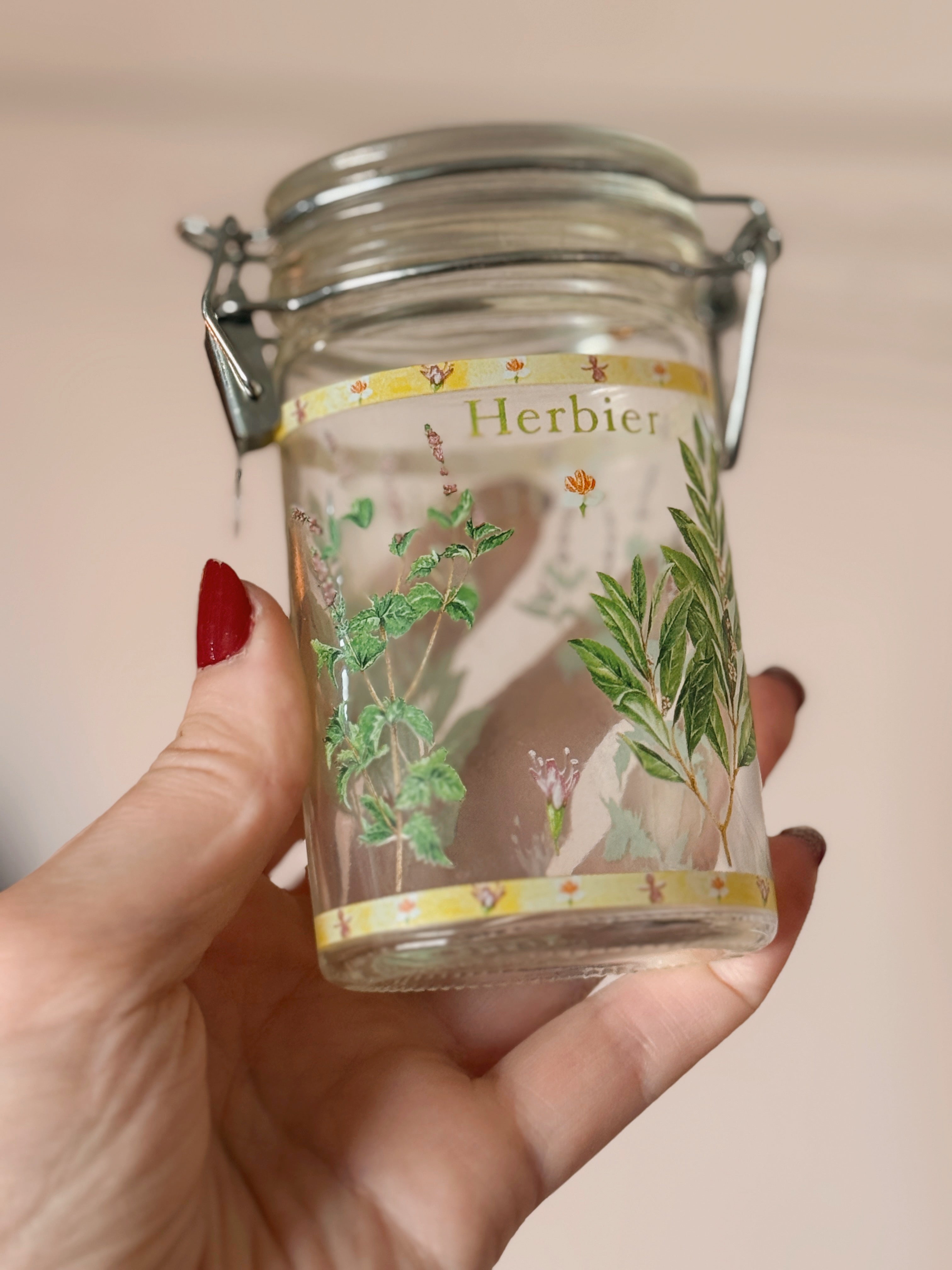 Vintage Glass Herb Jar